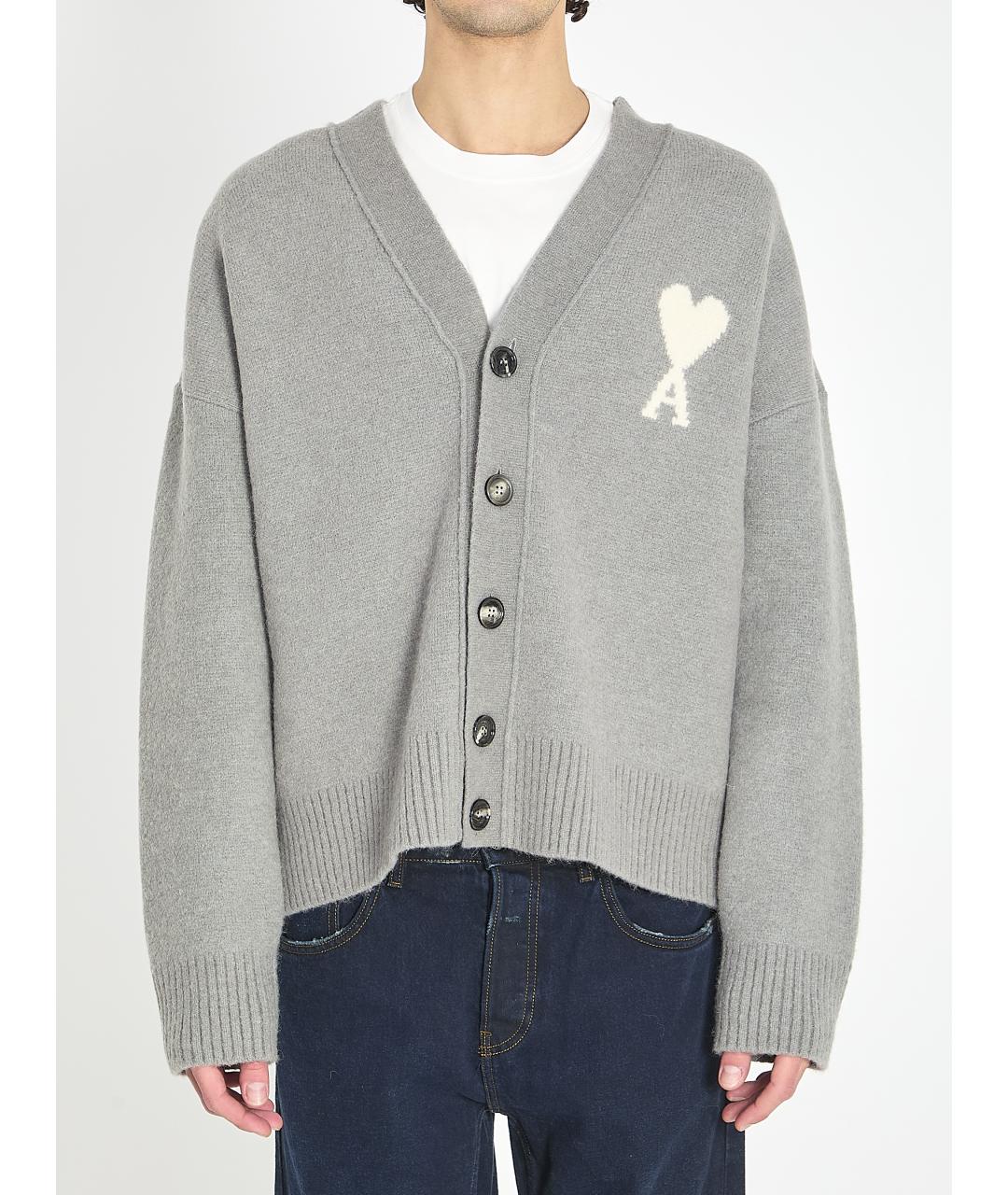 Ami Paris Серый шерстяной кардиган, фото 5