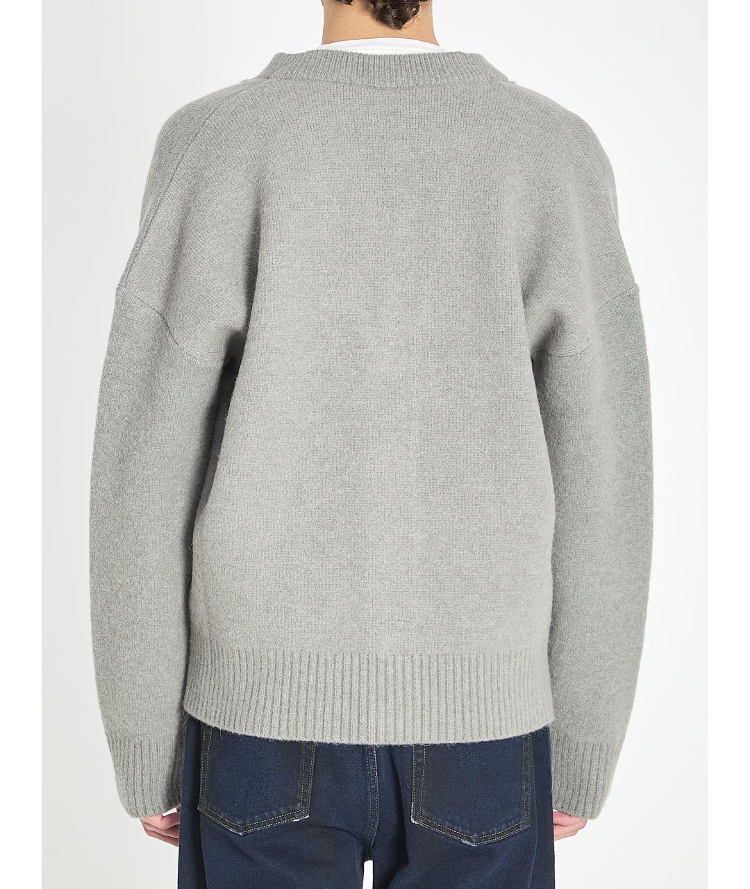 Ami Paris Серый шерстяной кардиган, фото 4