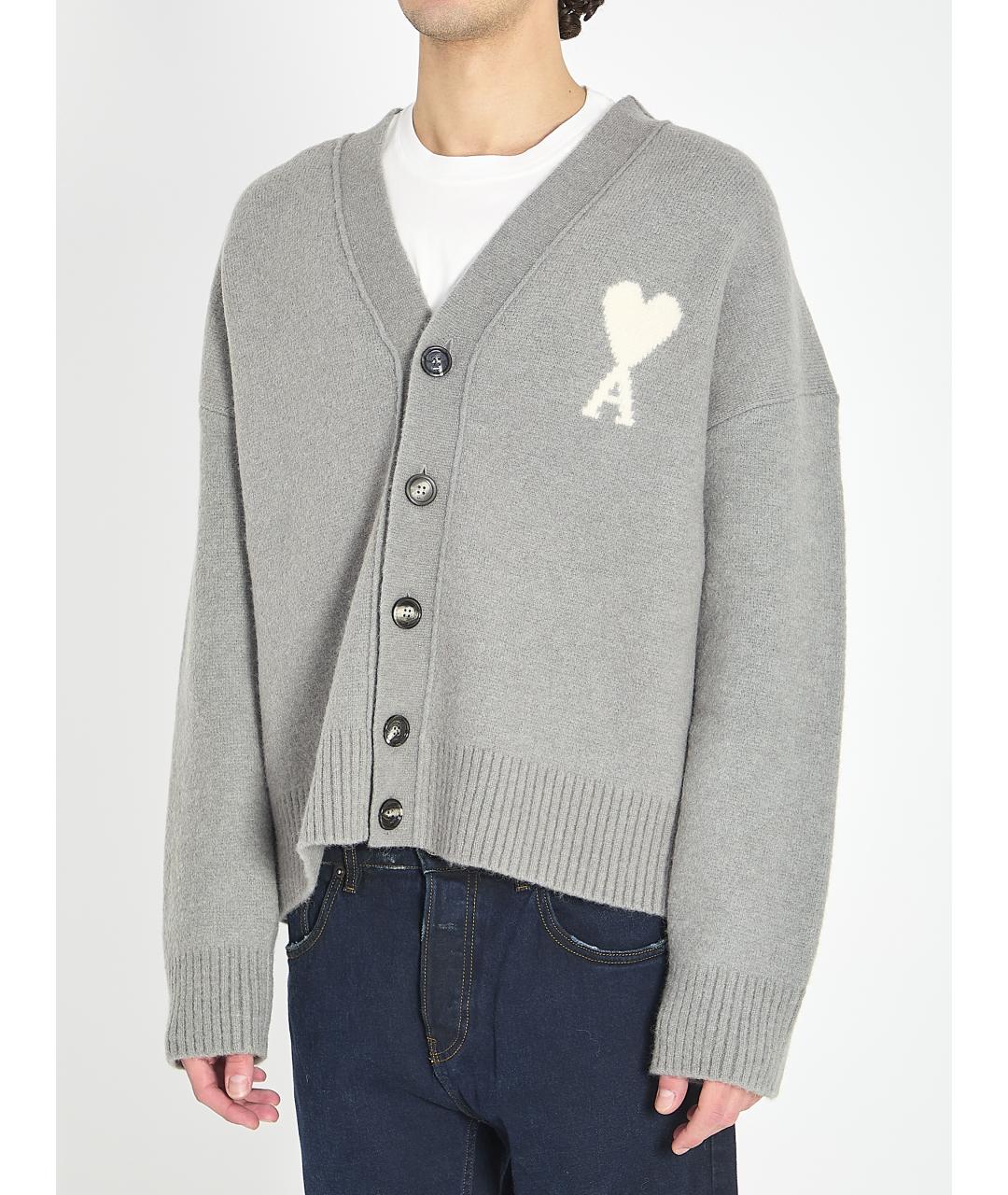 Ami Paris Серый шерстяной кардиган, фото 2