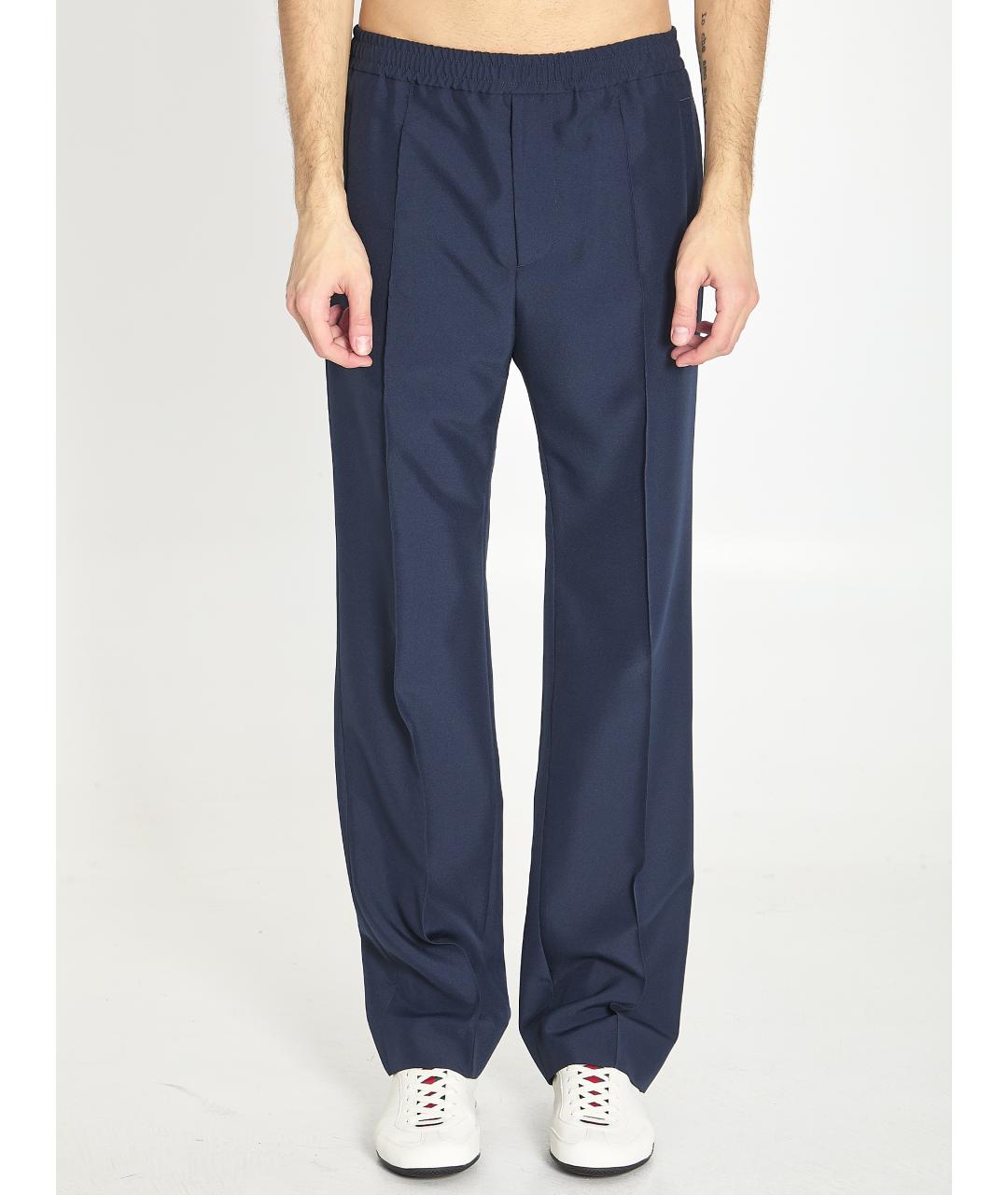 GUCCI Синие полиэстеровые повседневные брюки, фото 5