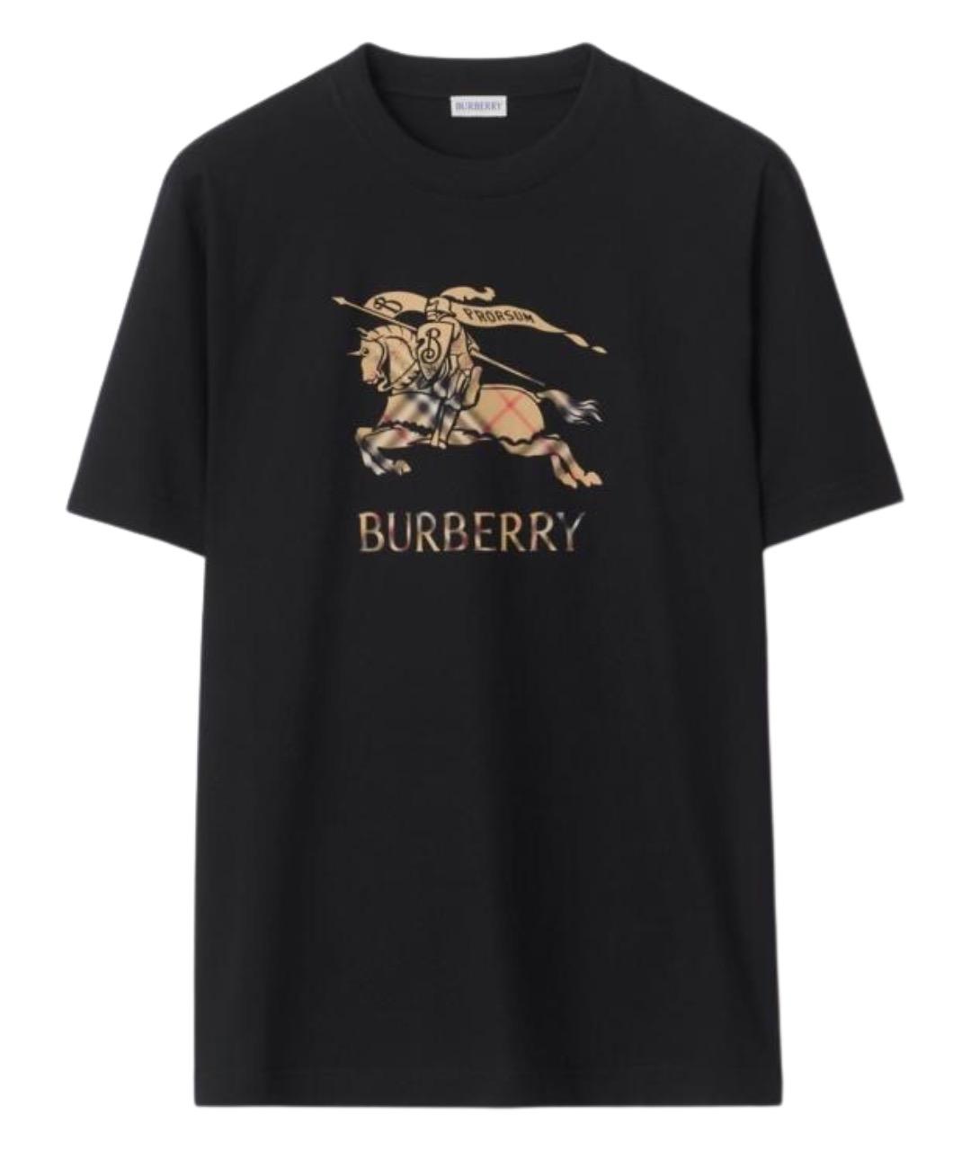 BURBERRY Черная хлопковая футболка, фото 1