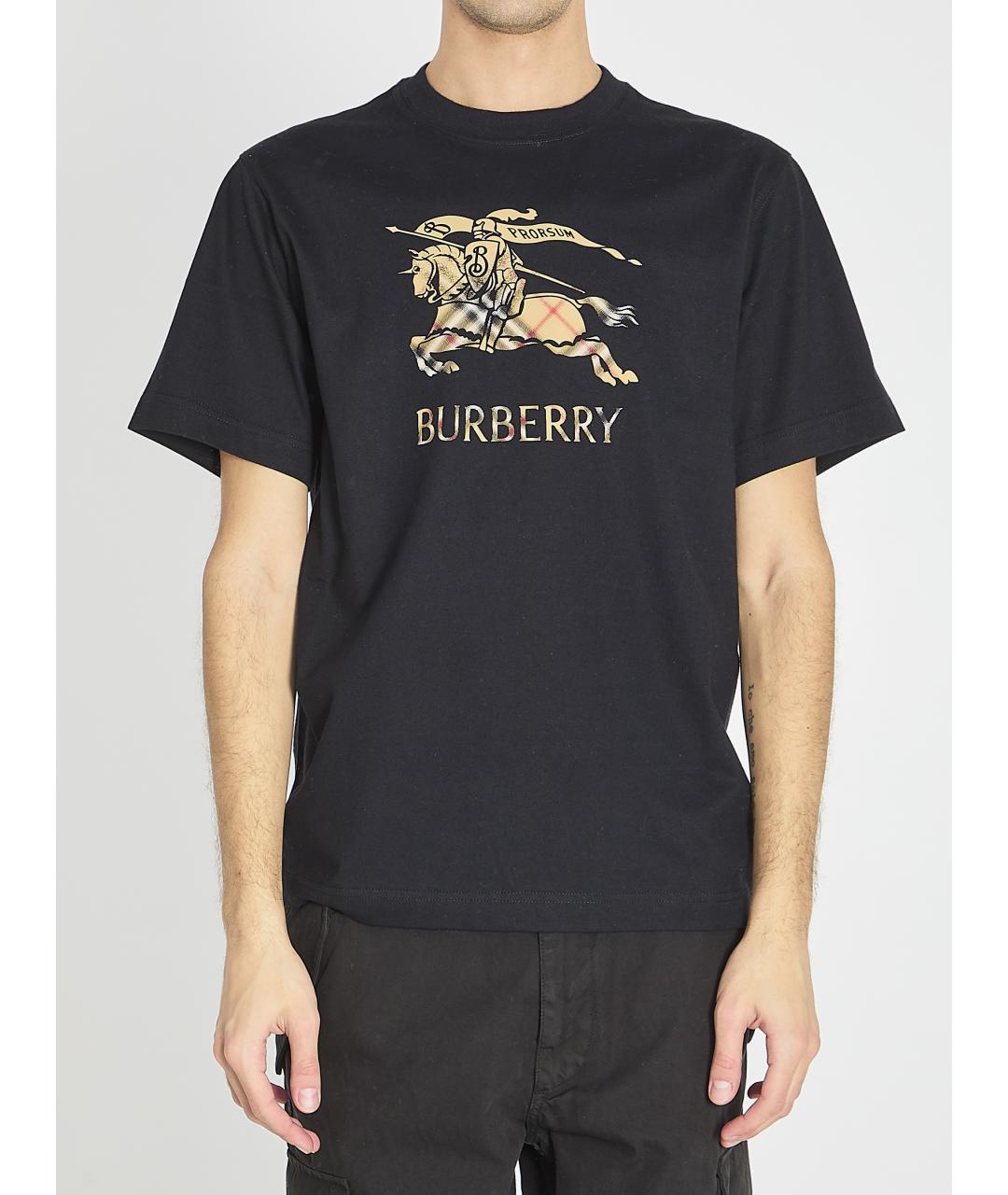BURBERRY Черная хлопковая футболка, фото 2