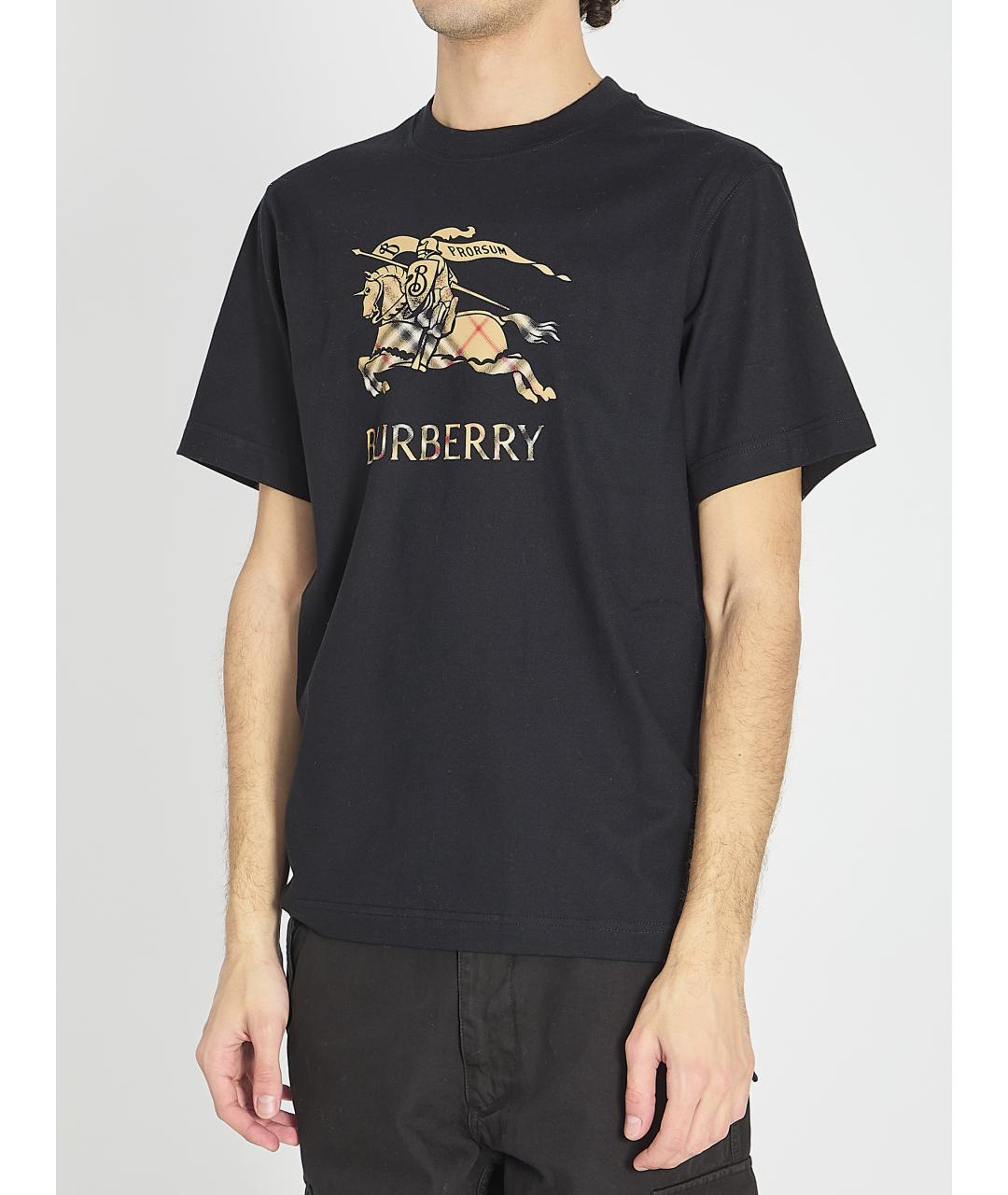 BURBERRY Черная хлопковая футболка, фото 3