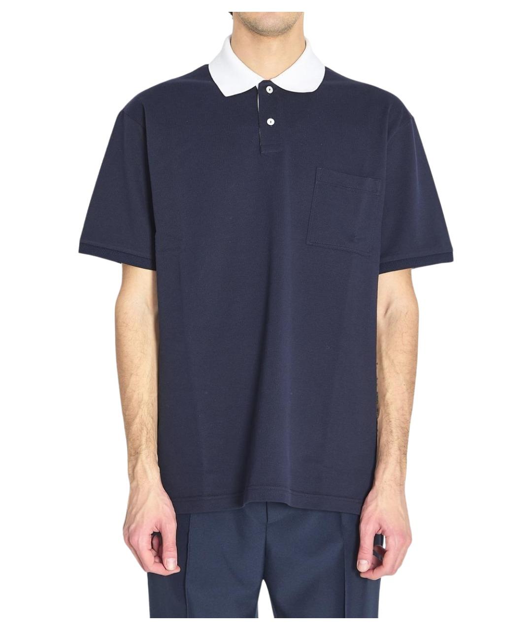 GUCCI Темно-синее хлопковое поло с коротким рукавом, фото 1