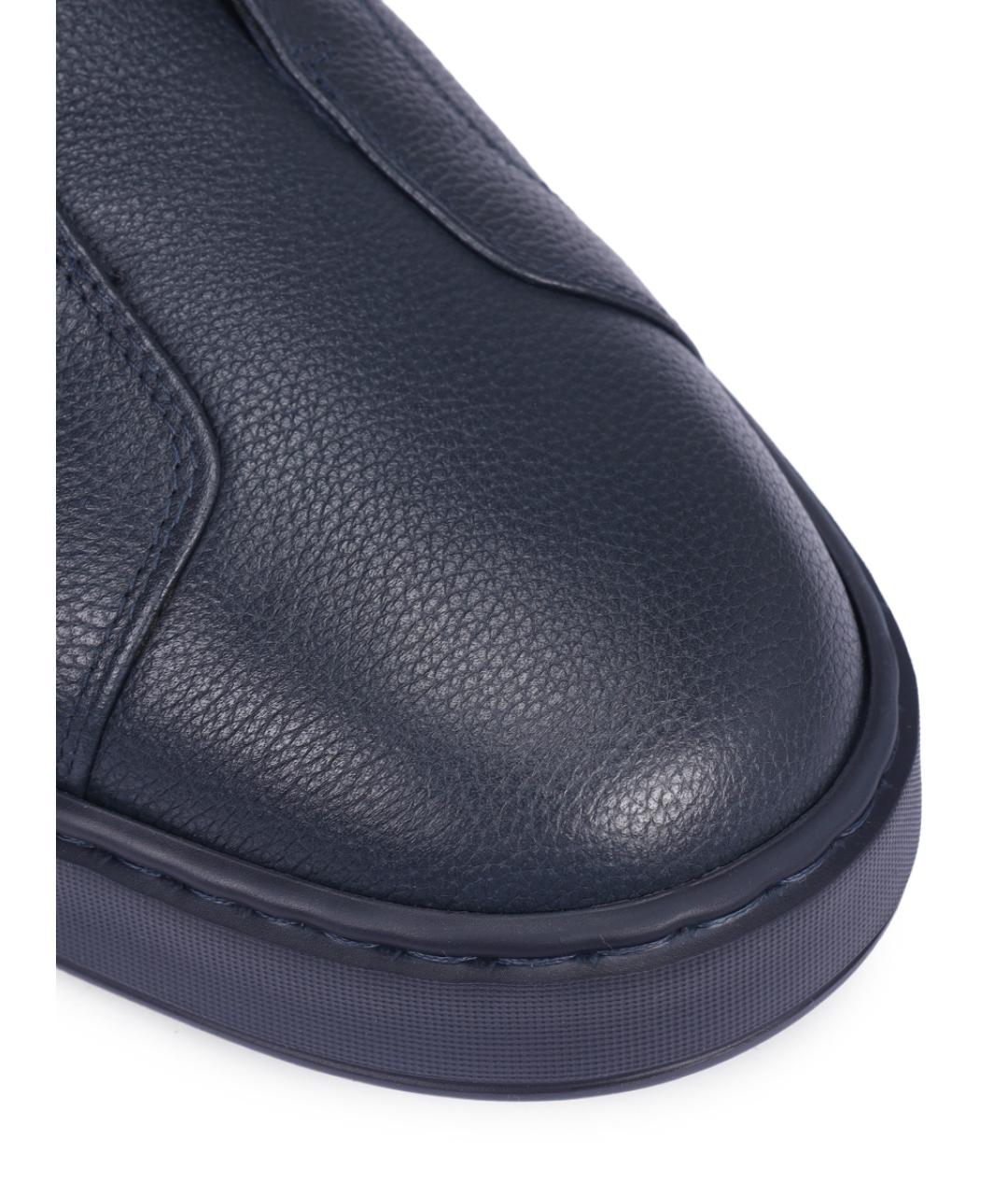 SANTONI Синие кожаные низкие кроссовки / кеды, фото 5