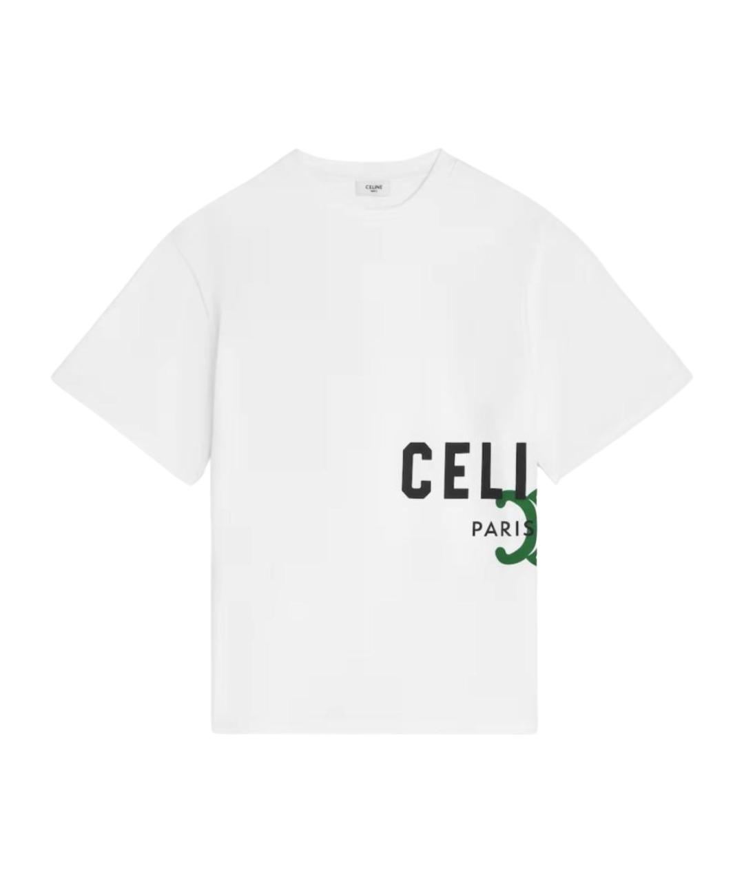CELINE Белая хлопковая футболка, фото 1