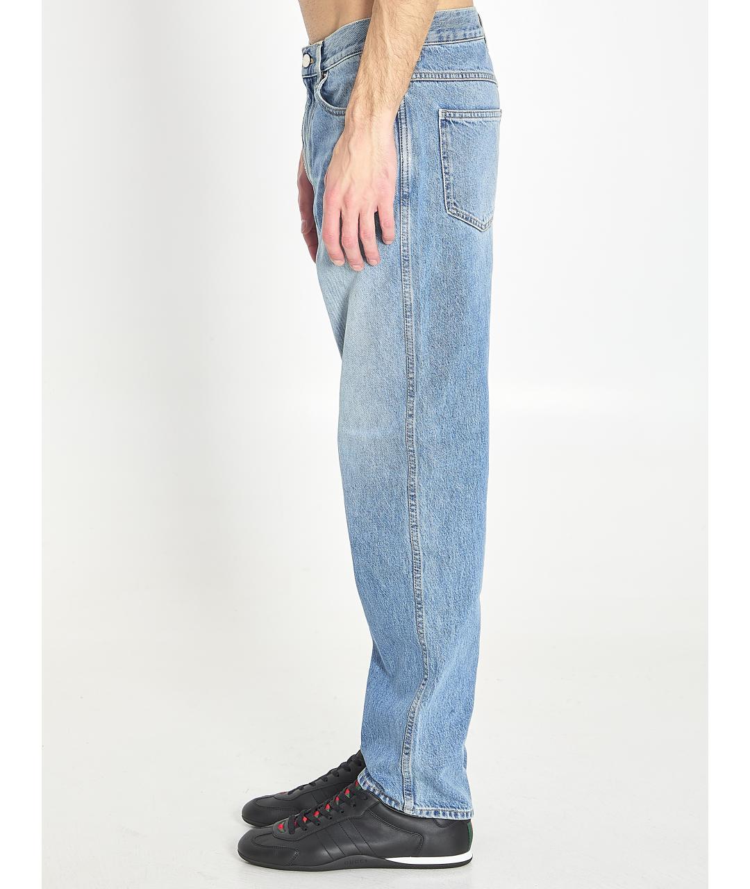 GUCCI Голубые хлопковые прямые джинсы, фото 3