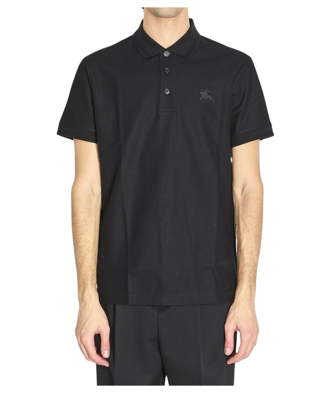 BURBERRY Черное хлопковое поло с коротким рукавом, фото 1