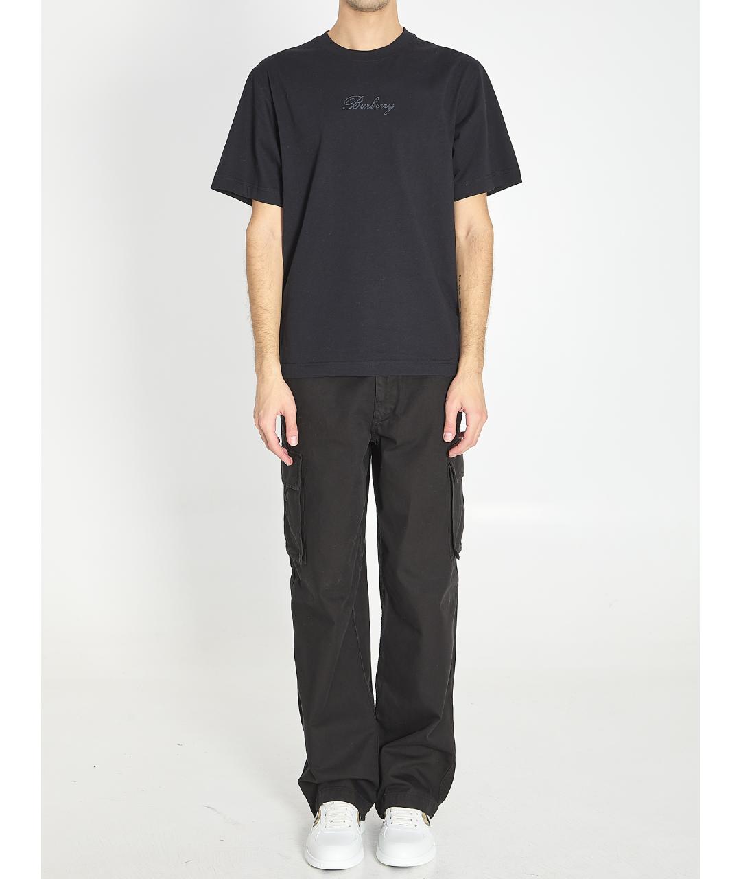 BURBERRY Черная хлопковая футболка, фото 5