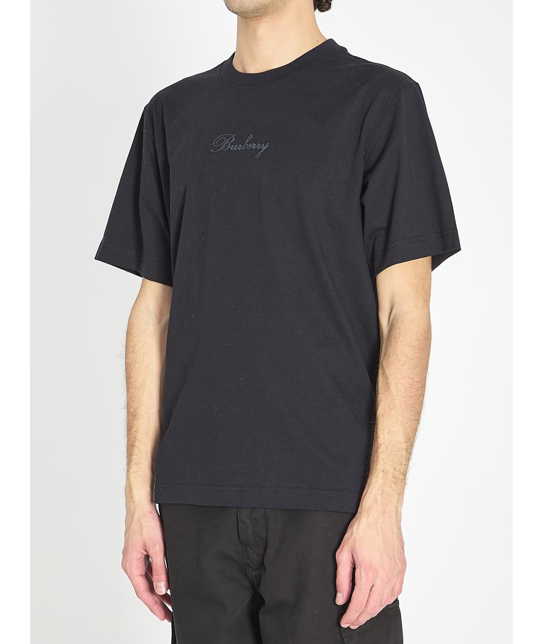 BURBERRY Черная хлопковая футболка, фото 2