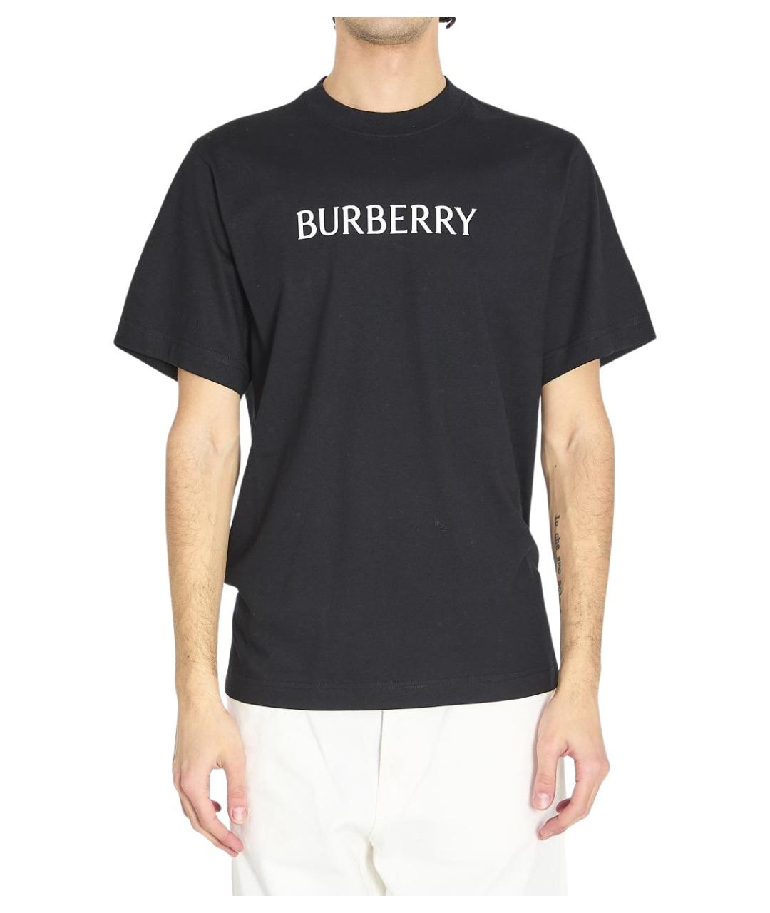 BURBERRY Черная хлопковая футболка, фото 1