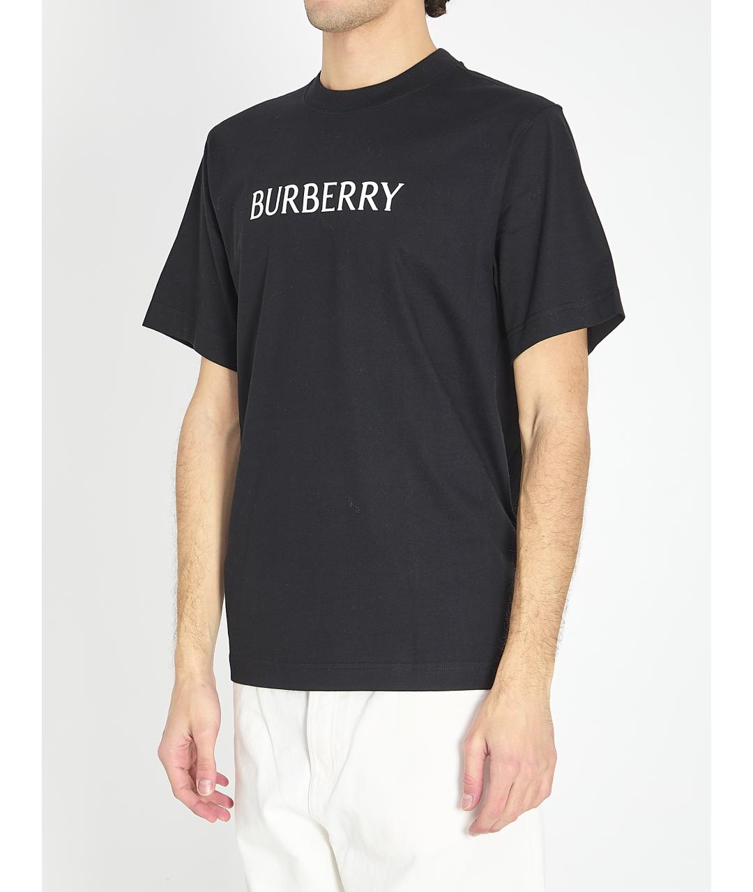 BURBERRY Черная хлопковая футболка, фото 2