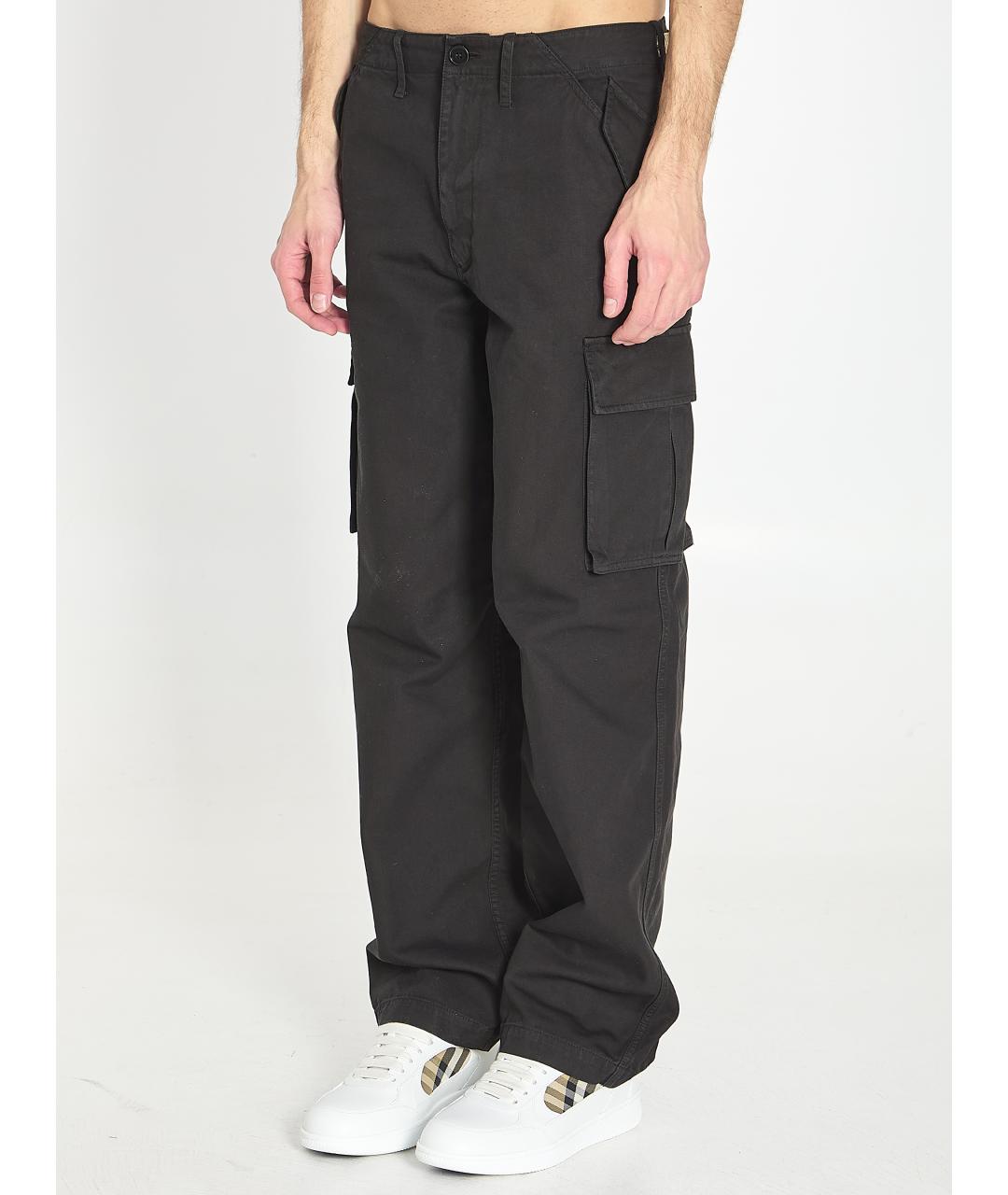 BURBERRY Черные хлопковые повседневные брюки, фото 2