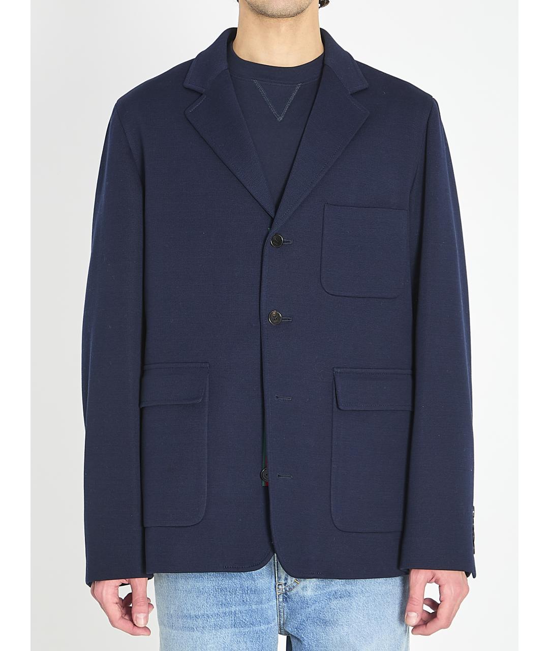 GUCCI Синий хлопковый пиджак, фото 5