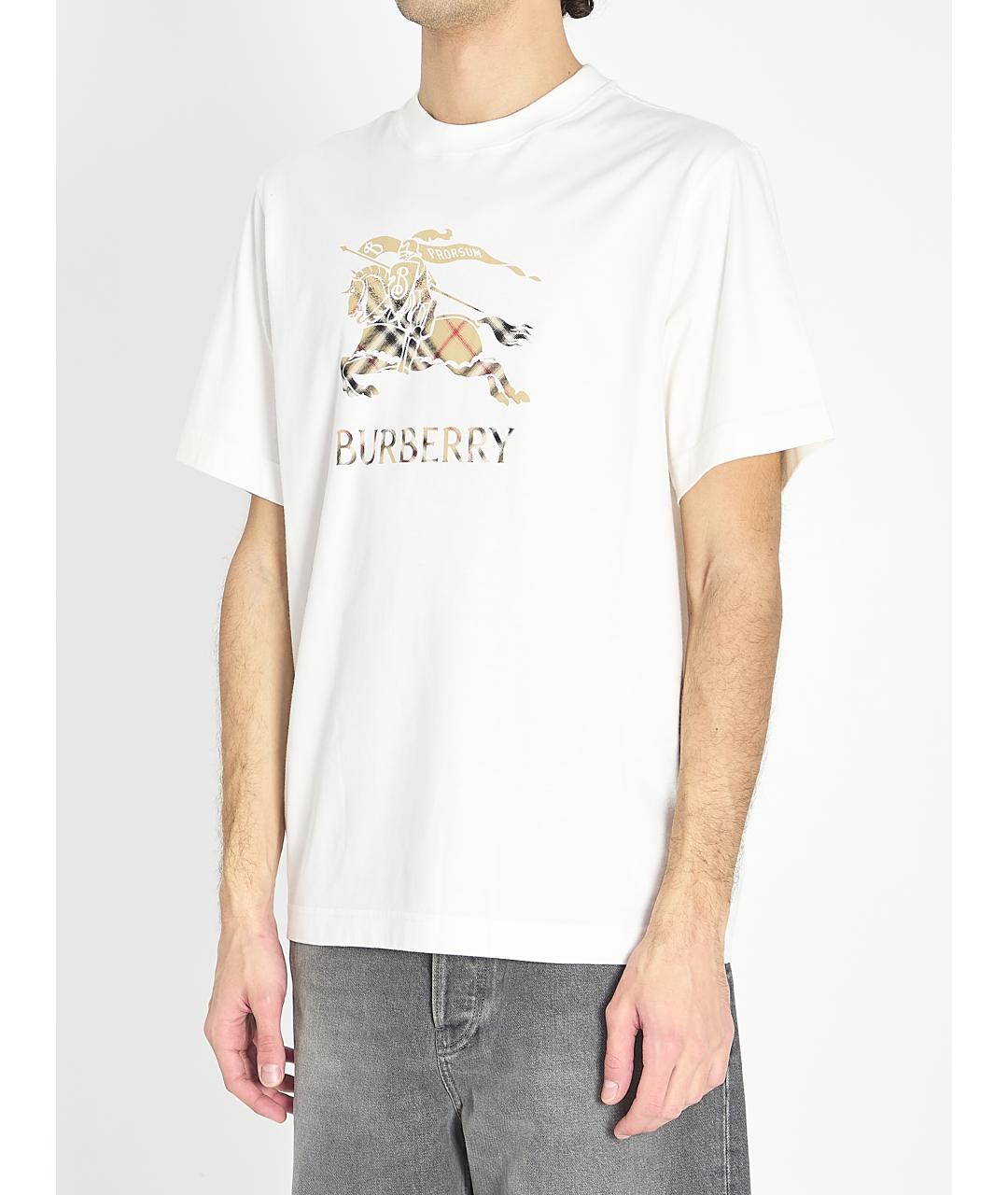 BURBERRY Белая хлопковая футболка, фото 2