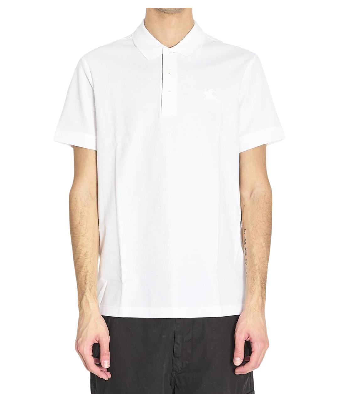 BURBERRY Белое хлопковое поло с коротким рукавом, фото 1