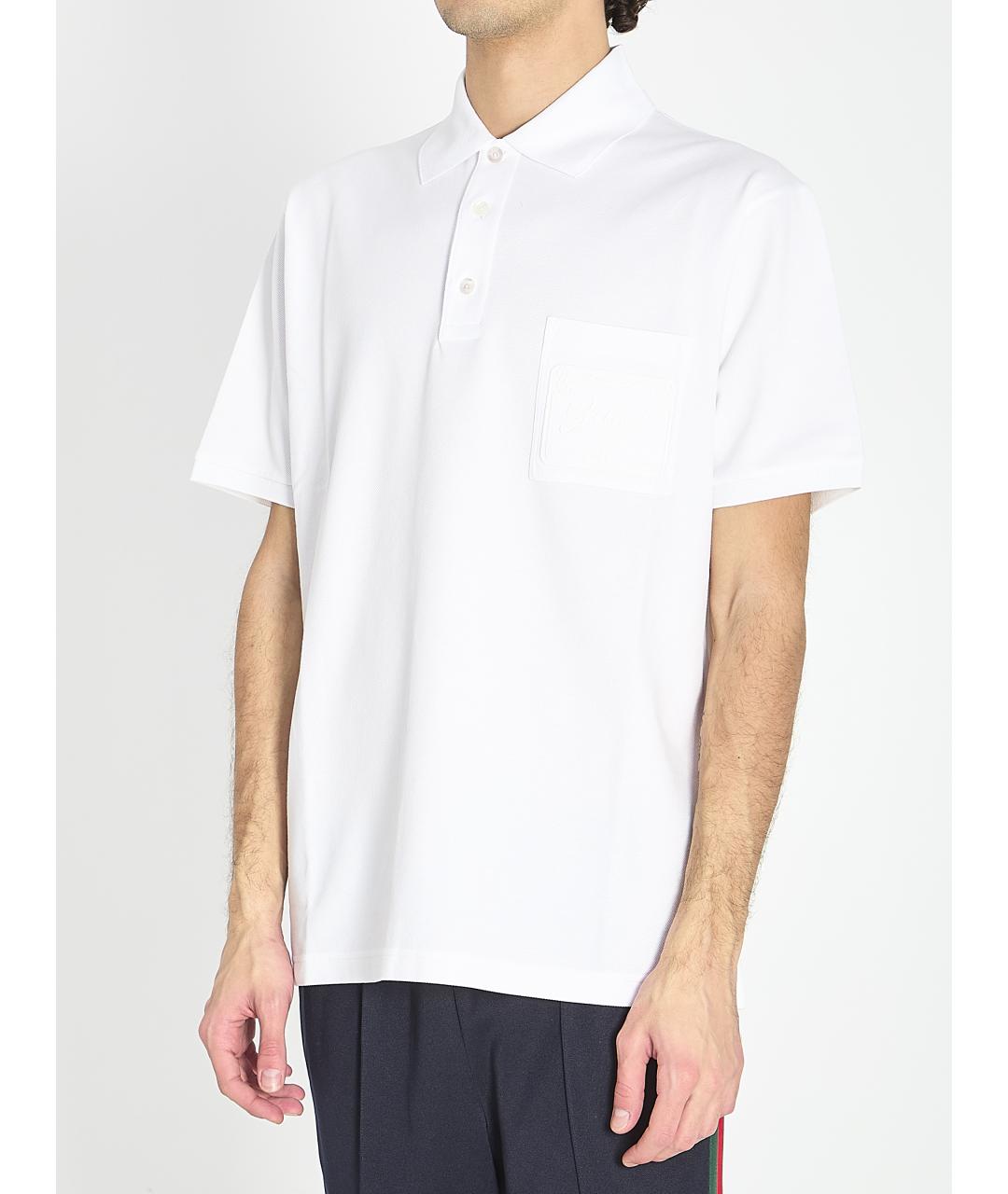 GUCCI Белое хлопковое поло с коротким рукавом, фото 2