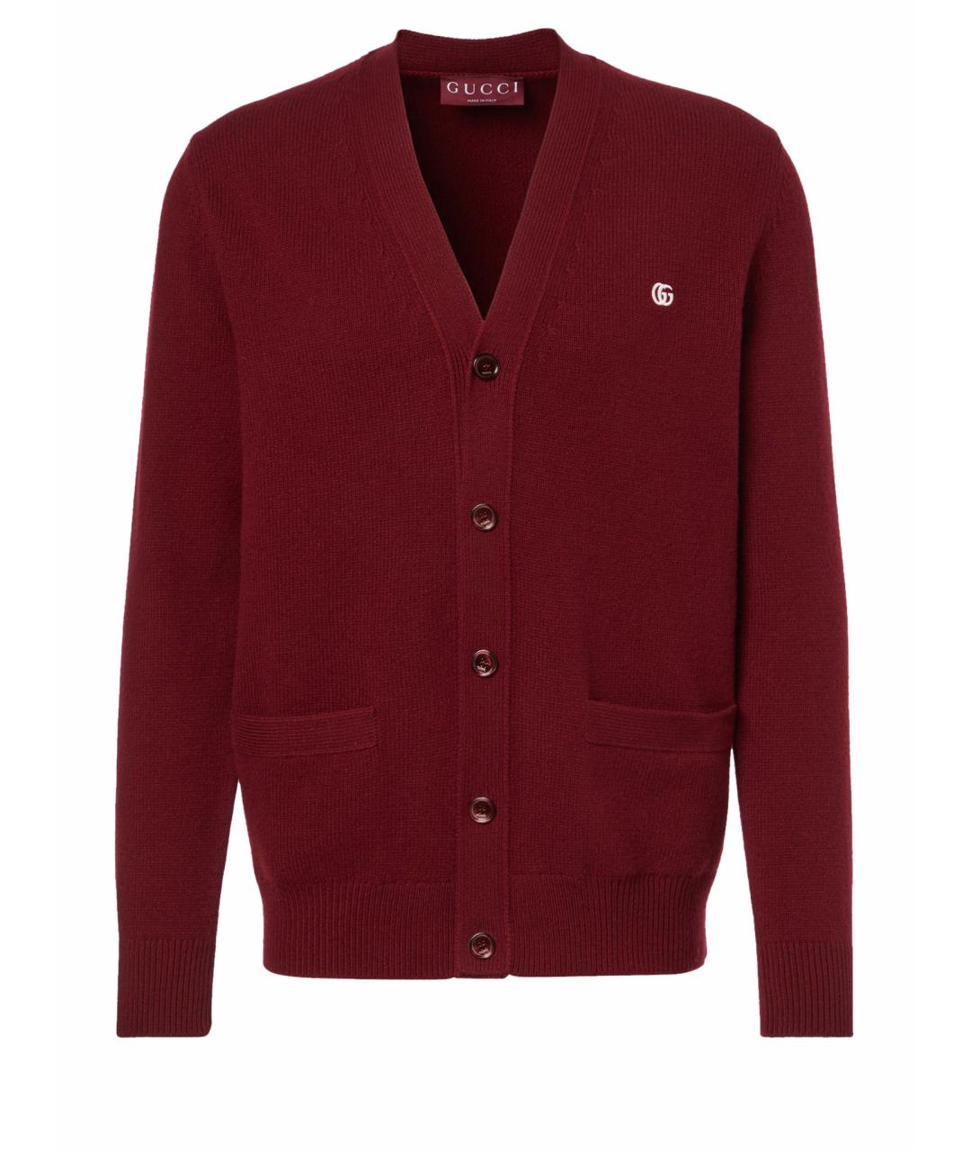 GUCCI Бордовый шерстяной кардиган, фото 1