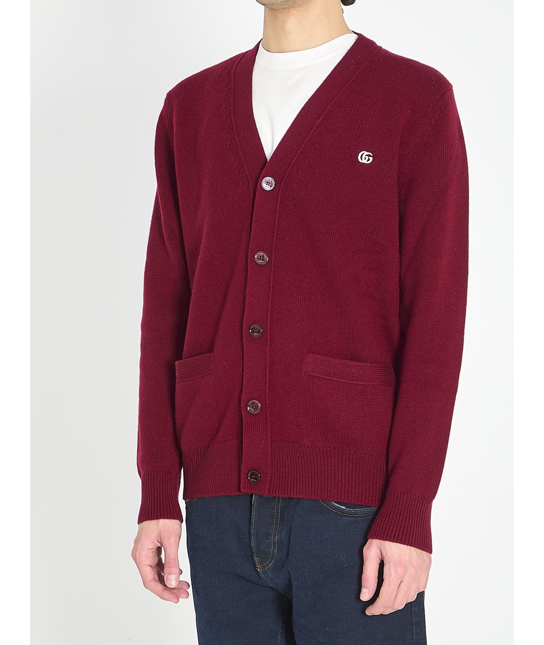GUCCI Бордовый шерстяной кардиган, фото 2