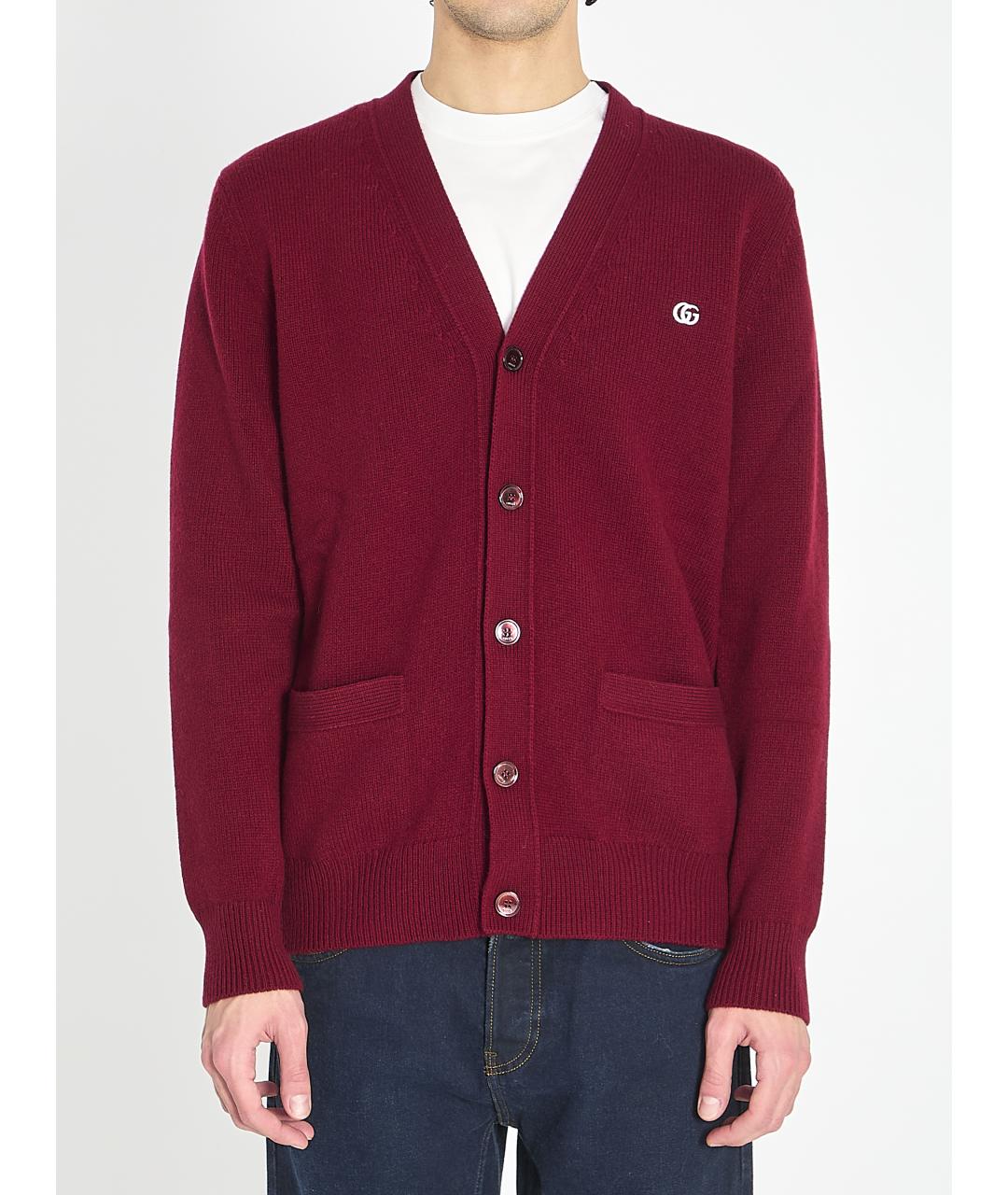 GUCCI Бордовый шерстяной кардиган, фото 5