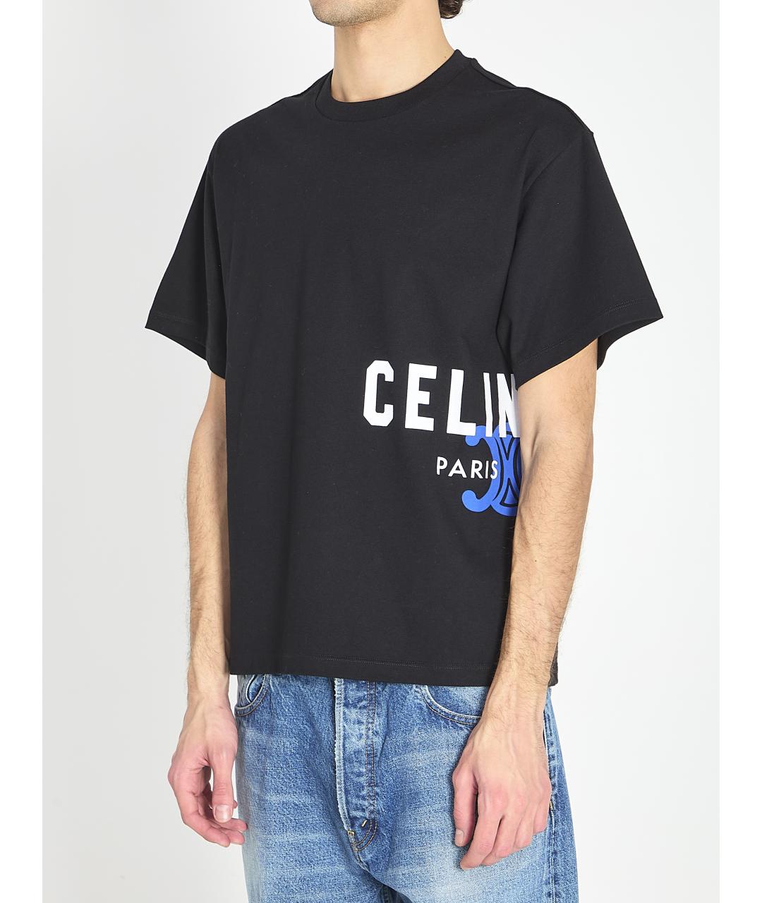 CELINE Черная хлопковая футболка, фото 3
