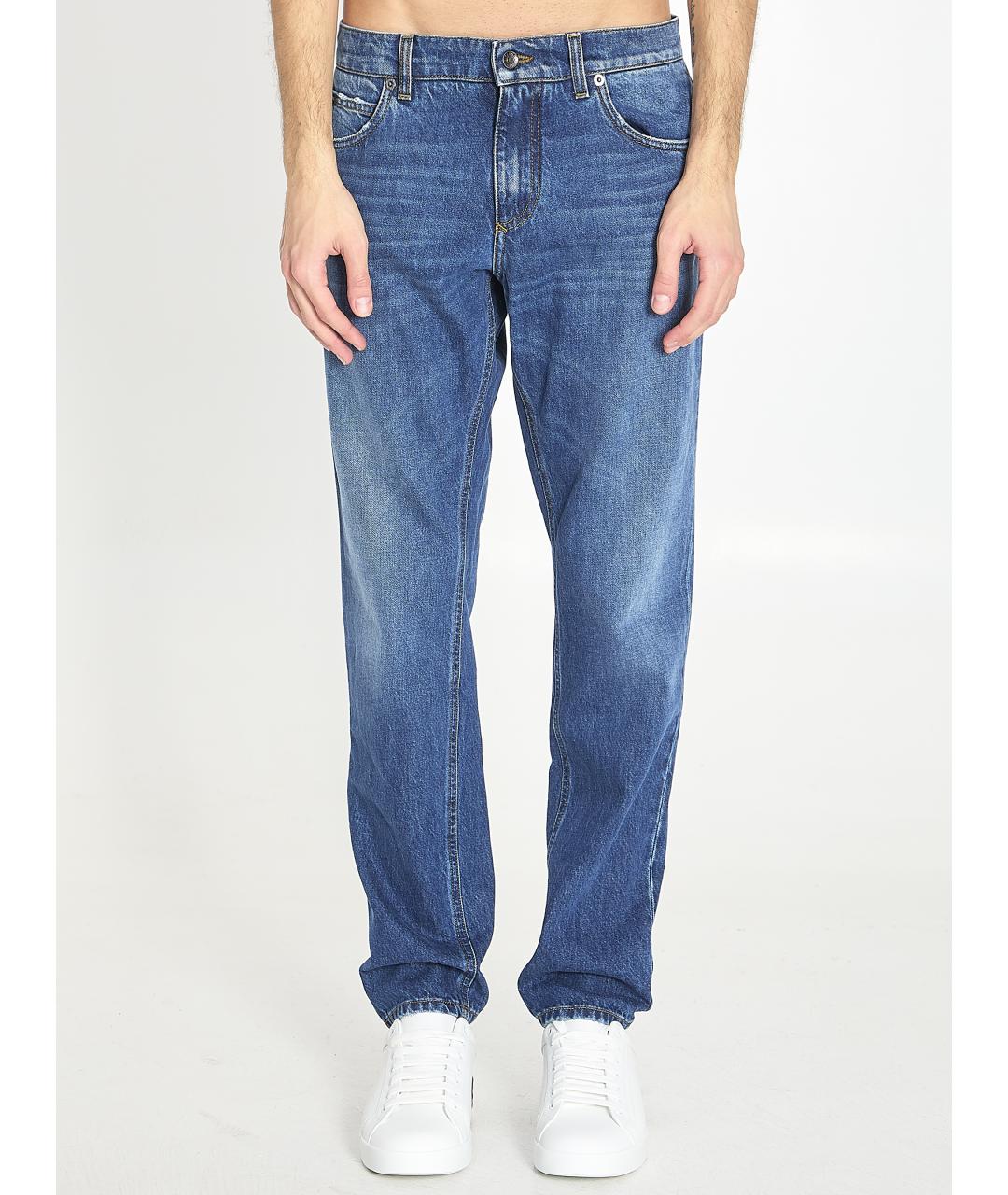 DOLCE&GABBANA Голубые хлопковые прямые джинсы, фото 5