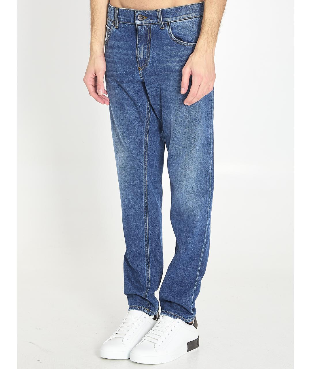 DOLCE&GABBANA Голубые хлопковые прямые джинсы, фото 2
