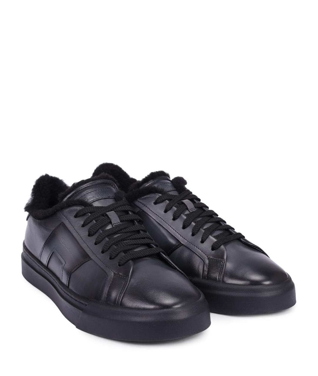 SANTONI Серые кожаные низкие кроссовки / кеды, фото 2