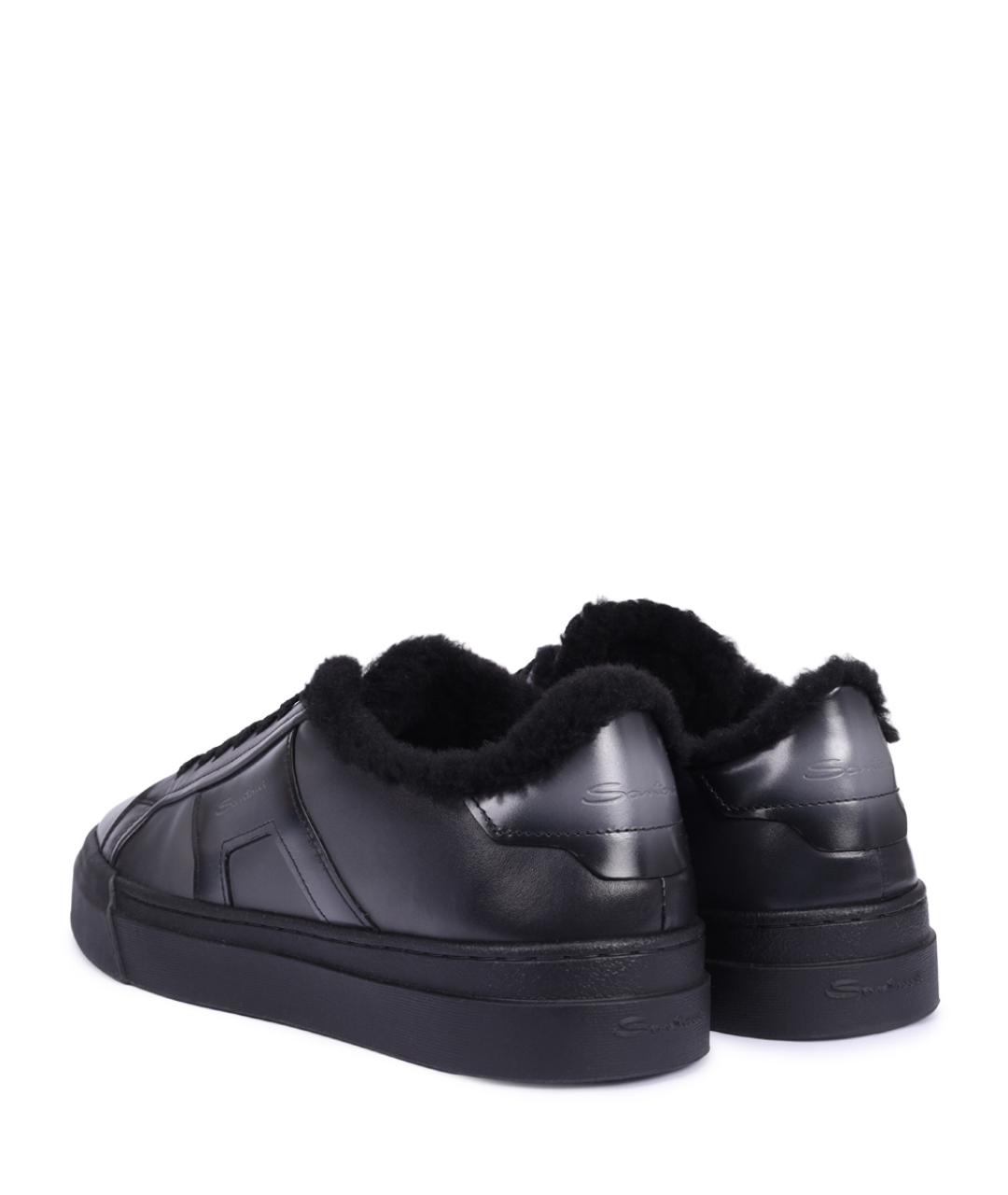 SANTONI Серые кожаные низкие кроссовки / кеды, фото 4