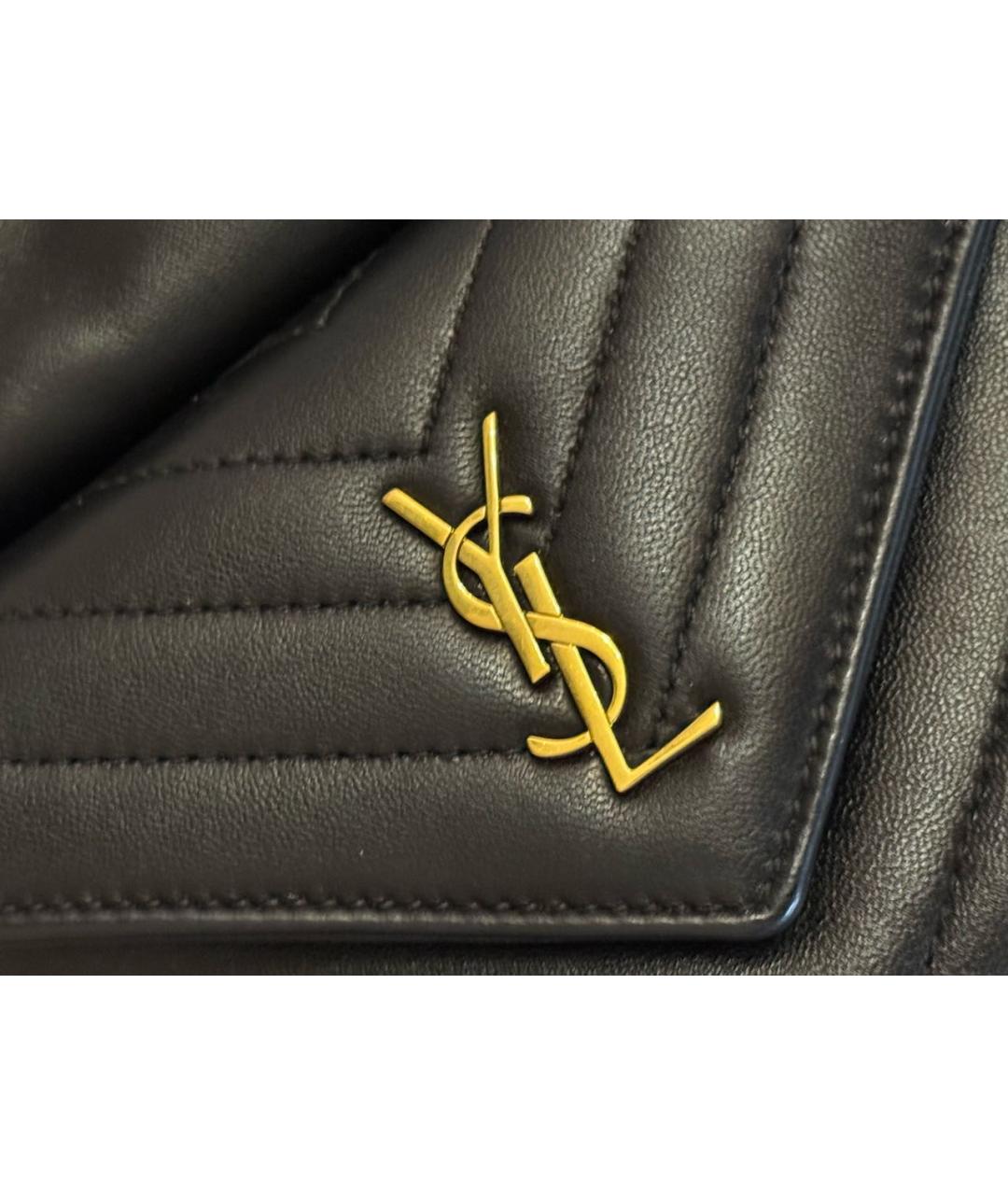 SAINT LAURENT Черная кожаная сумка тоут, фото 3