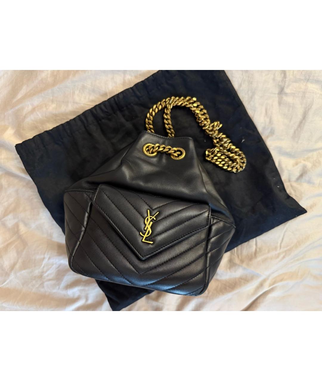 SAINT LAURENT Черная кожаная сумка тоут, фото 2