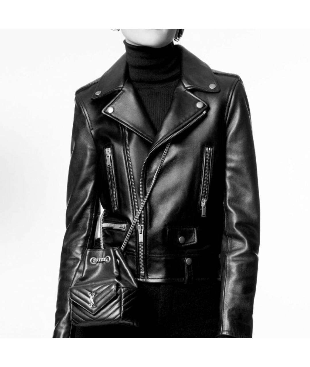 SAINT LAURENT Черная кожаная сумка тоут, фото 7