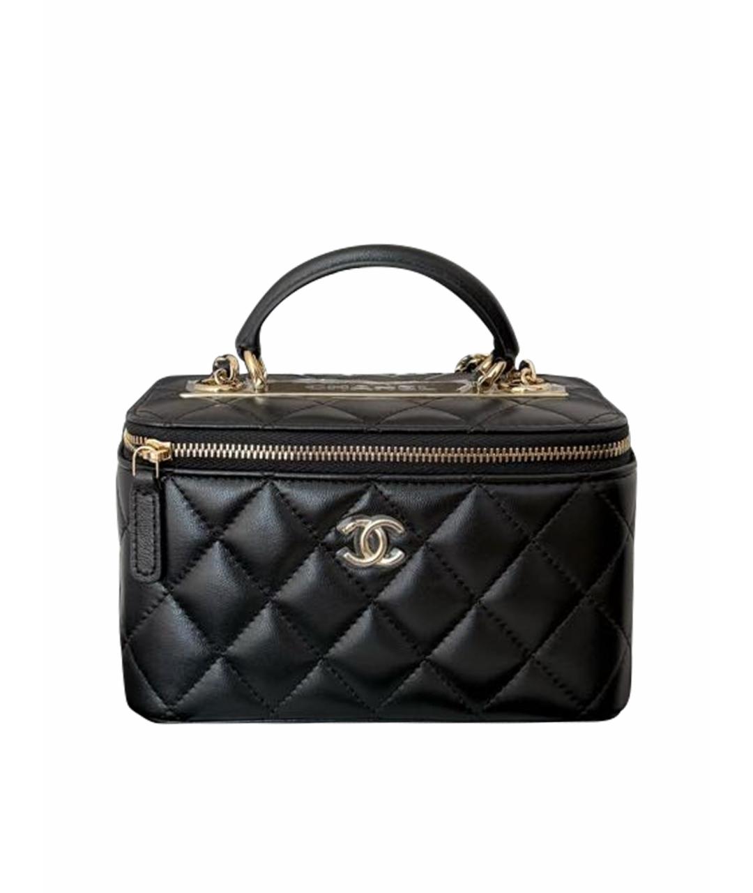 CHANEL Черная кожаная сумка с короткими ручками, фото 1