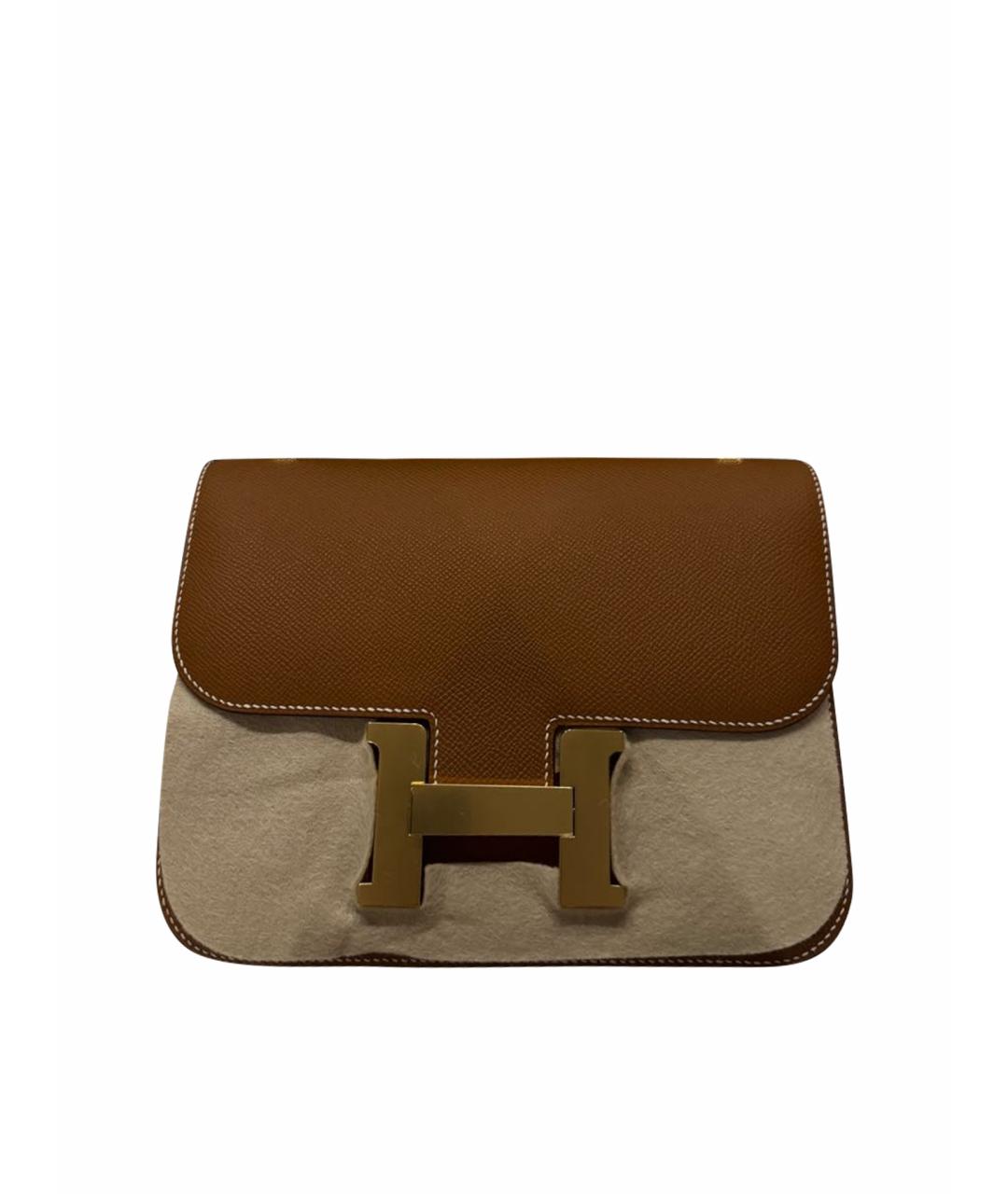 HERMES Коричневая кожаная сумка через плечо, фото 1