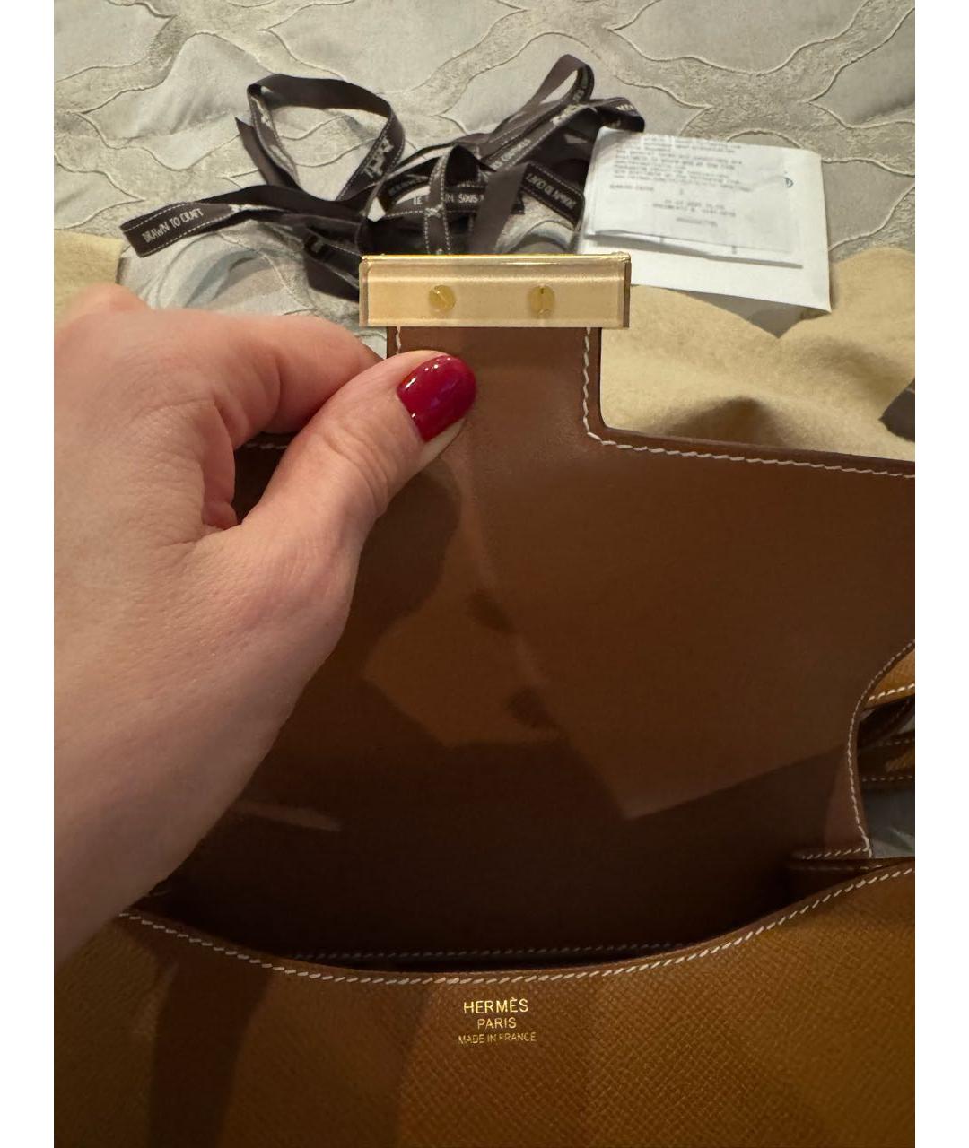 HERMES Коричневая кожаная сумка через плечо, фото 5