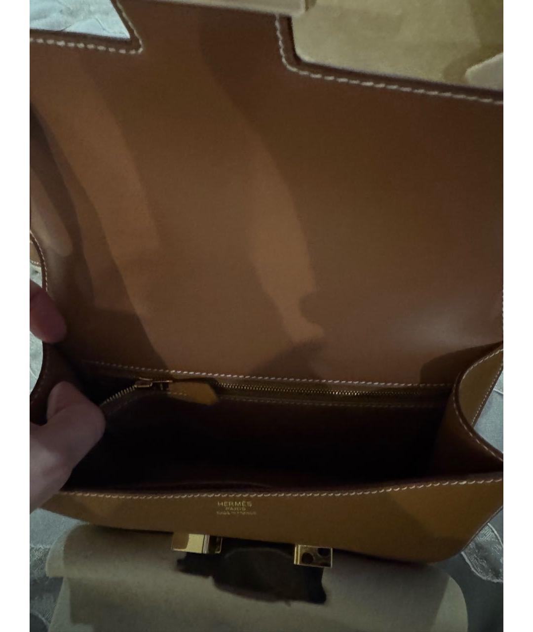 HERMES Коричневая кожаная сумка через плечо, фото 6