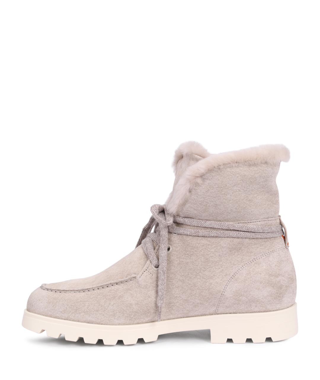 SANTONI Бежевые нубуковые ботинки, фото 3