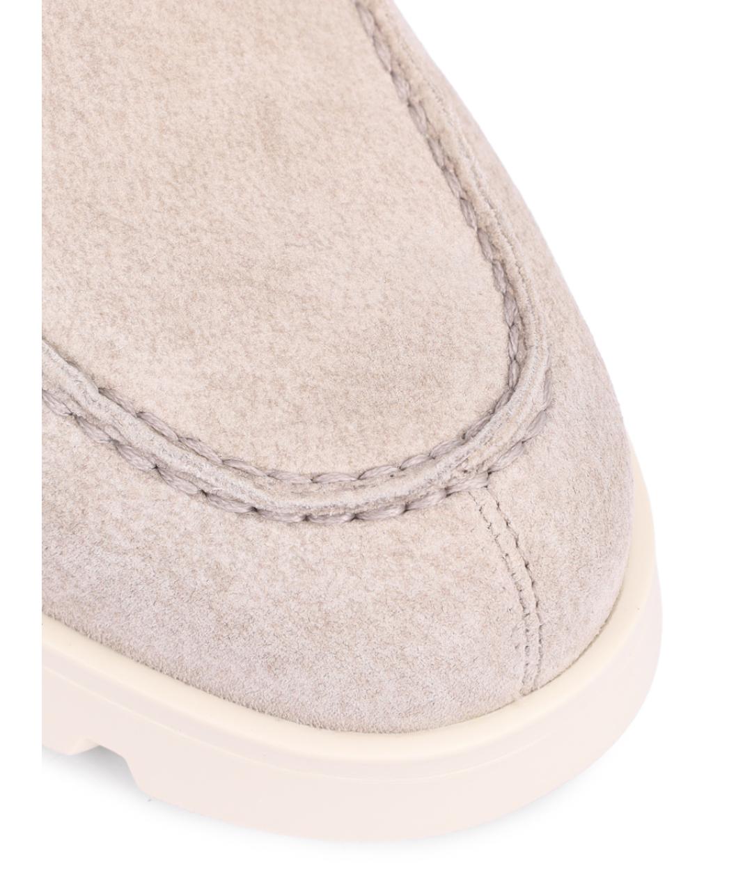 SANTONI Бежевые нубуковые ботинки, фото 5