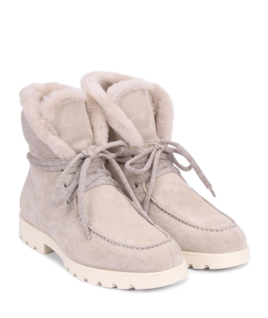 SANTONI Бежевые нубуковые ботинки, фото 2