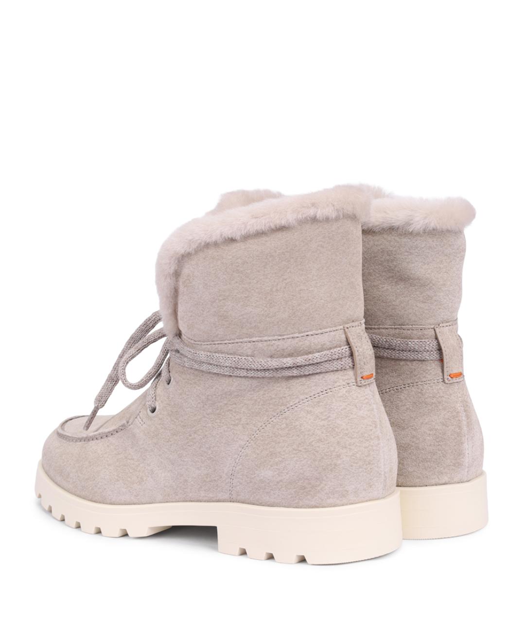 SANTONI Бежевые нубуковые ботинки, фото 4