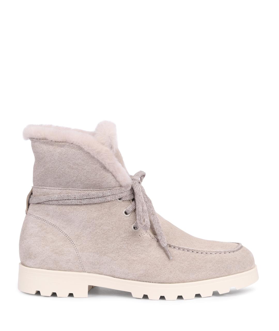 SANTONI Бежевые нубуковые ботинки, фото 1