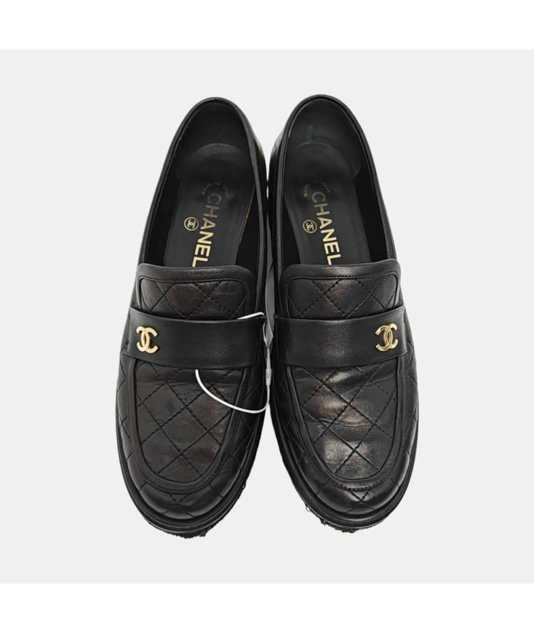 CHANEL Черные кожаные лоферы, фото 3
