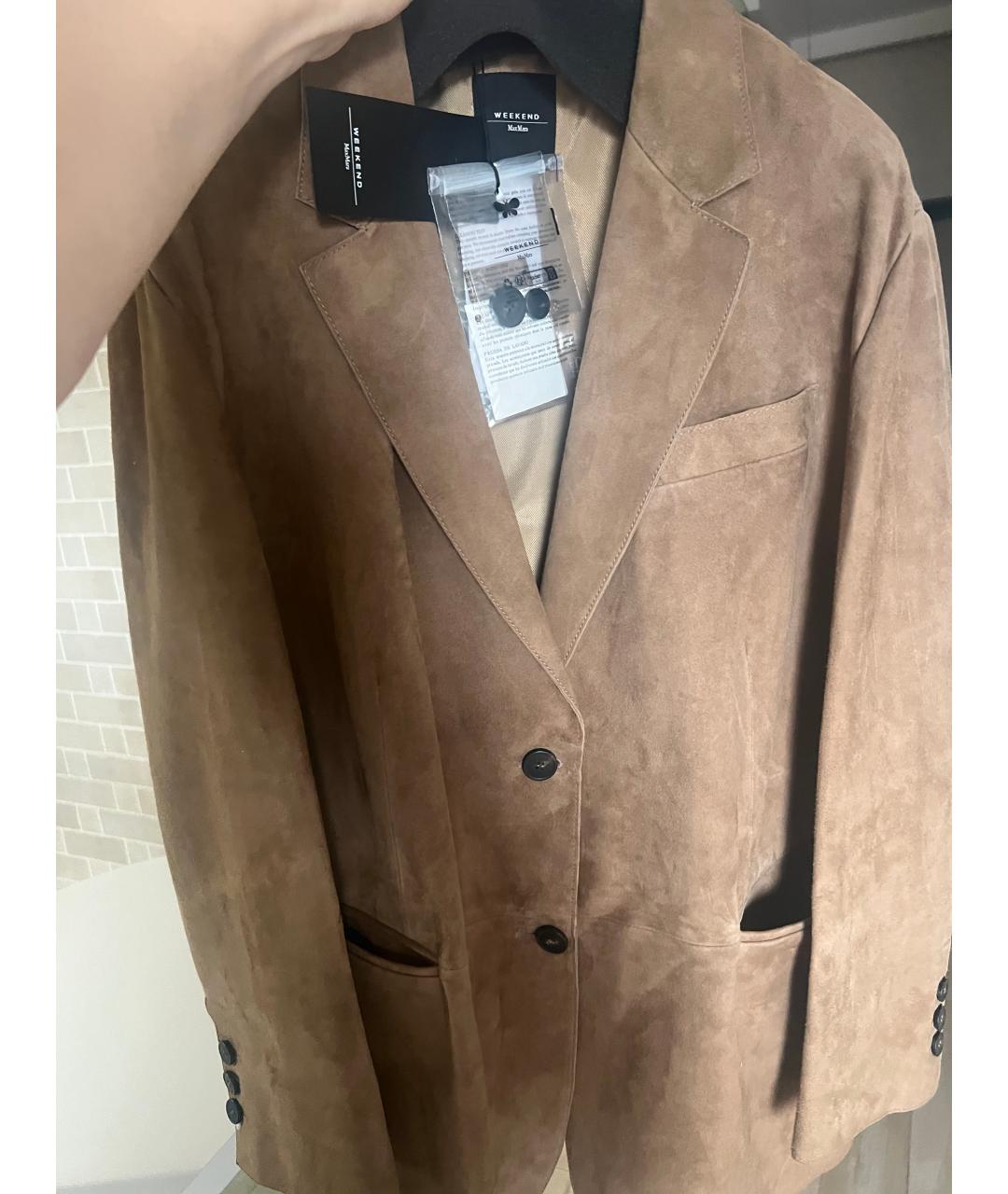 WEEKEND MAX MARA Коричневый замшевый жакет/пиджак, фото 7