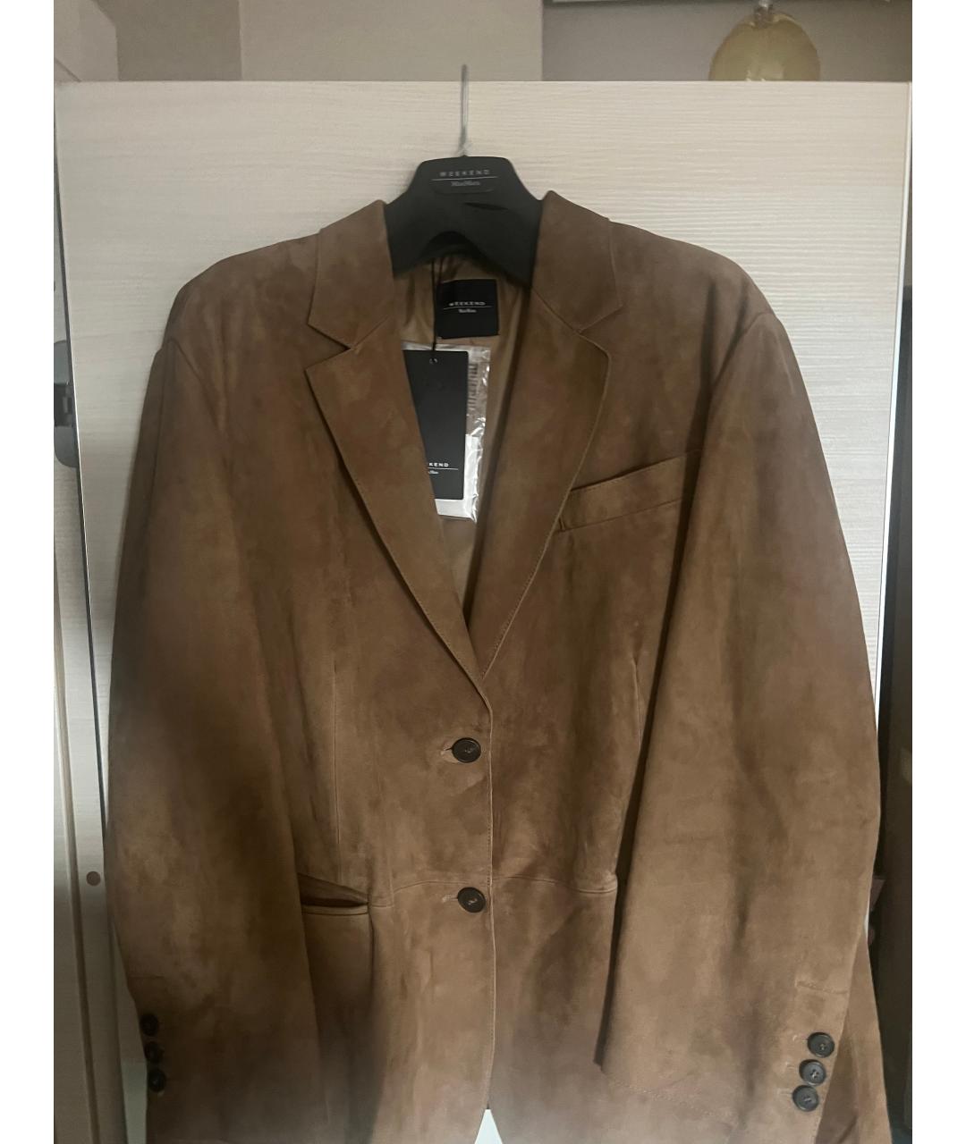 WEEKEND MAX MARA Коричневый замшевый жакет/пиджак, фото 8
