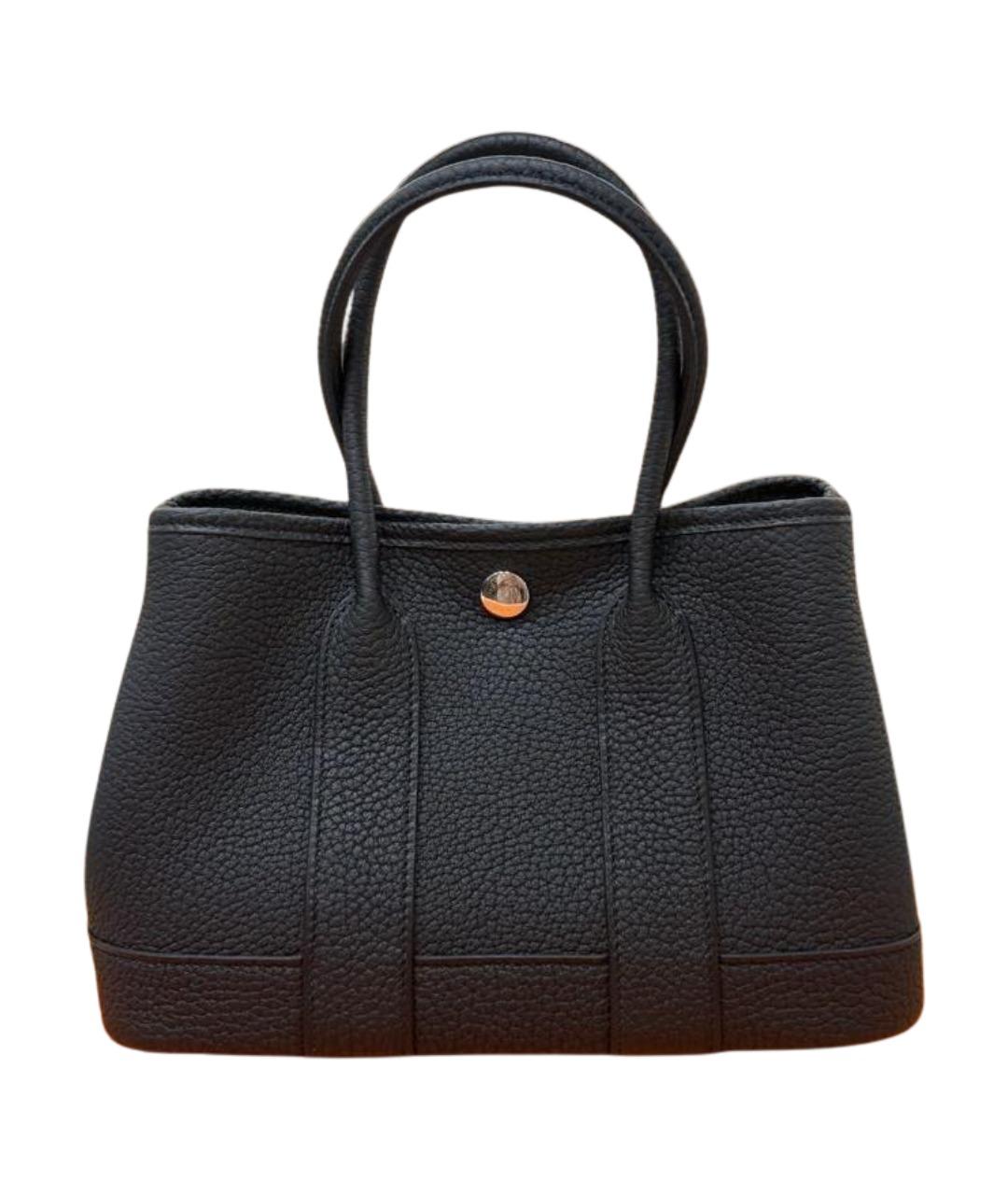 HERMES Черная кожаная сумка тоут, фото 1