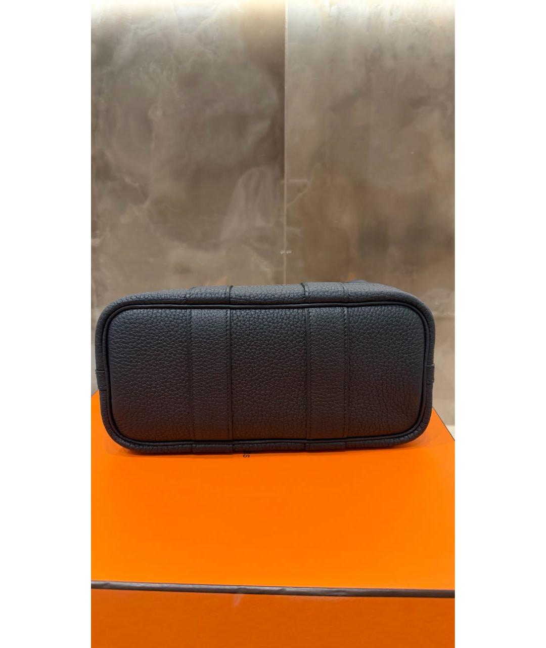 HERMES Черная кожаная сумка тоут, фото 4