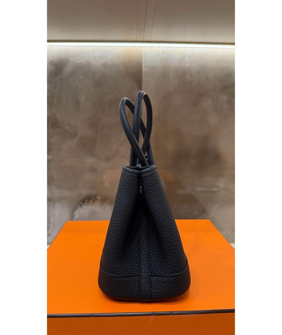 HERMES Черная кожаная сумка тоут, фото 2