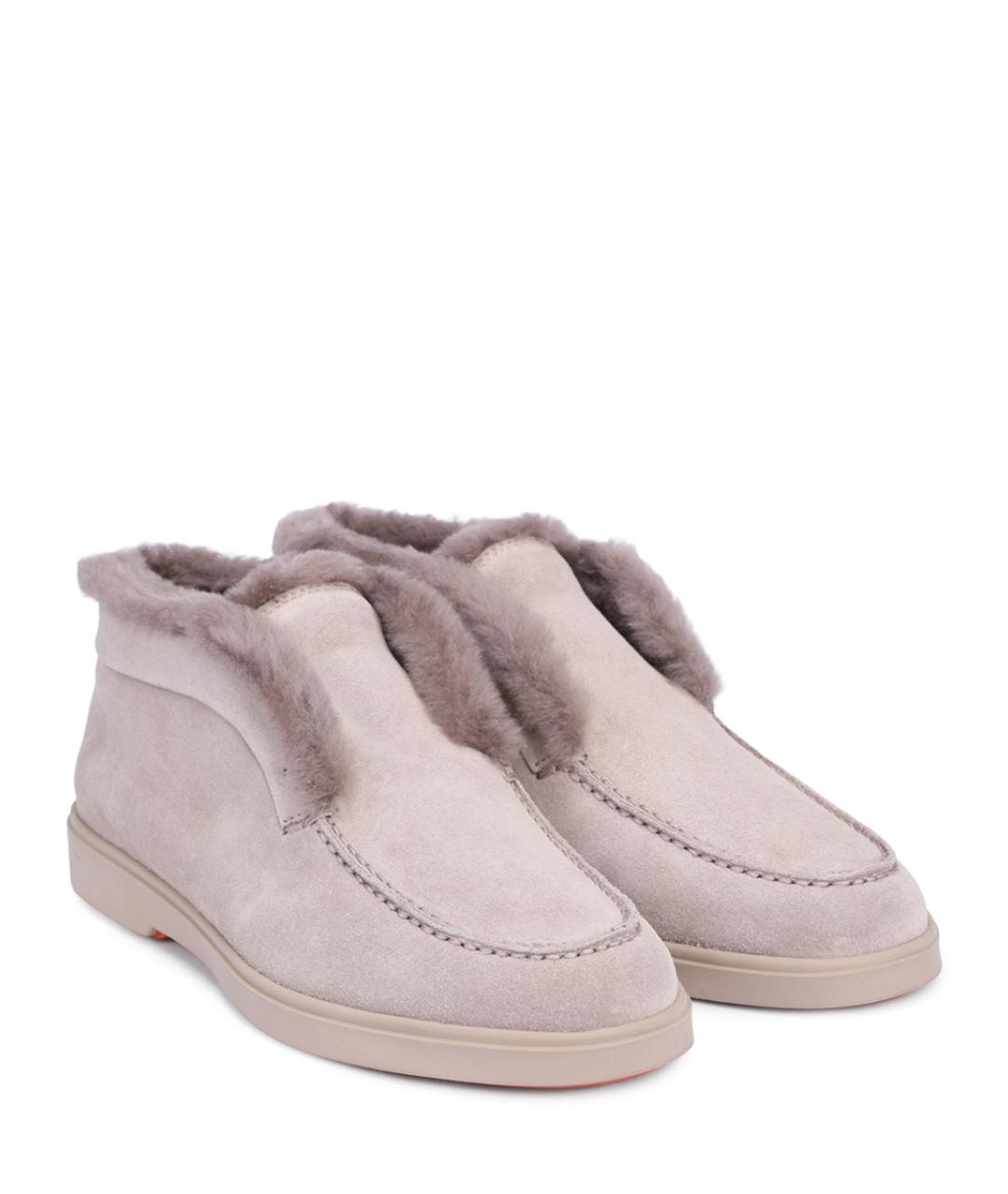 SANTONI Бежевые замшевые ботинки, фото 2