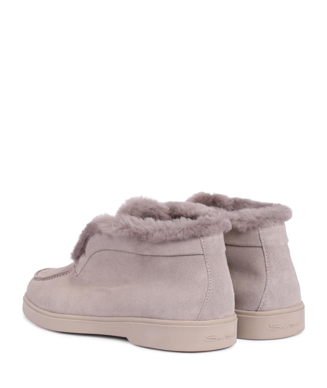 SANTONI Бежевые замшевые ботинки, фото 4