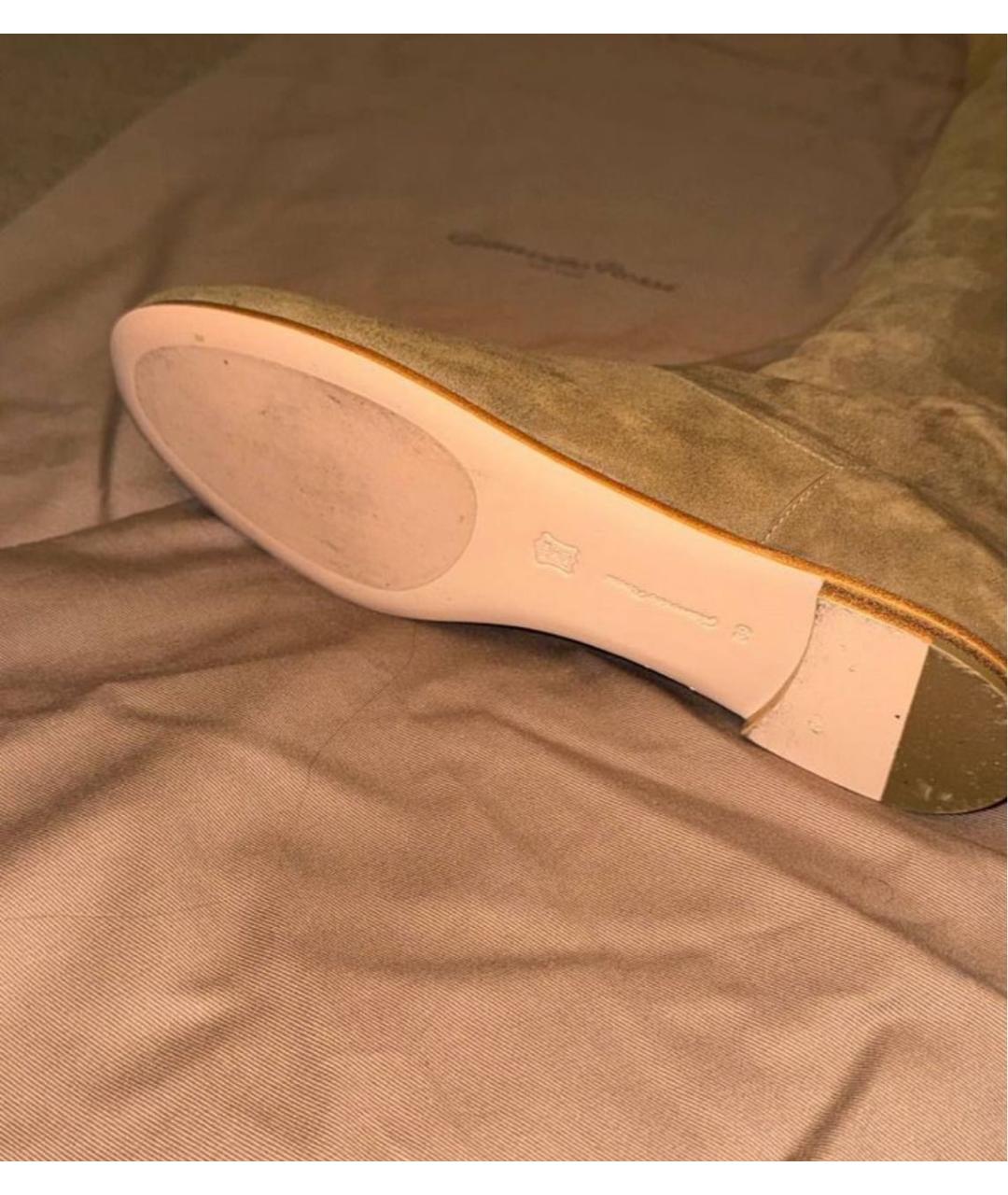 GIANVITO ROSSI Бежевые замшевые ботфорты, фото 3